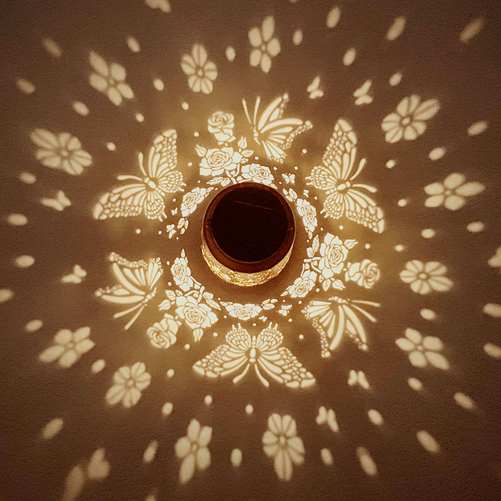 Butterfly Solar Lanterns Outdoor Waterproof Rose Garden Decor Gifts For Women Mom Grandma Hanging Solar Lights Metal Solar Decor