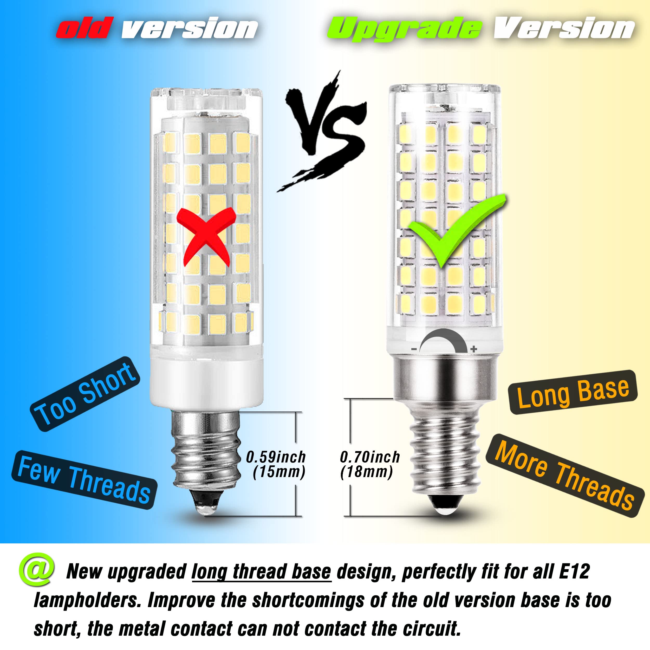 Alide E12 C7 Dimmable Led Candelabra Bulbs Kx 2000 60 Watt Replacement, 6000K Daylight White T6 110V 120V Small Base E12 Led Bul