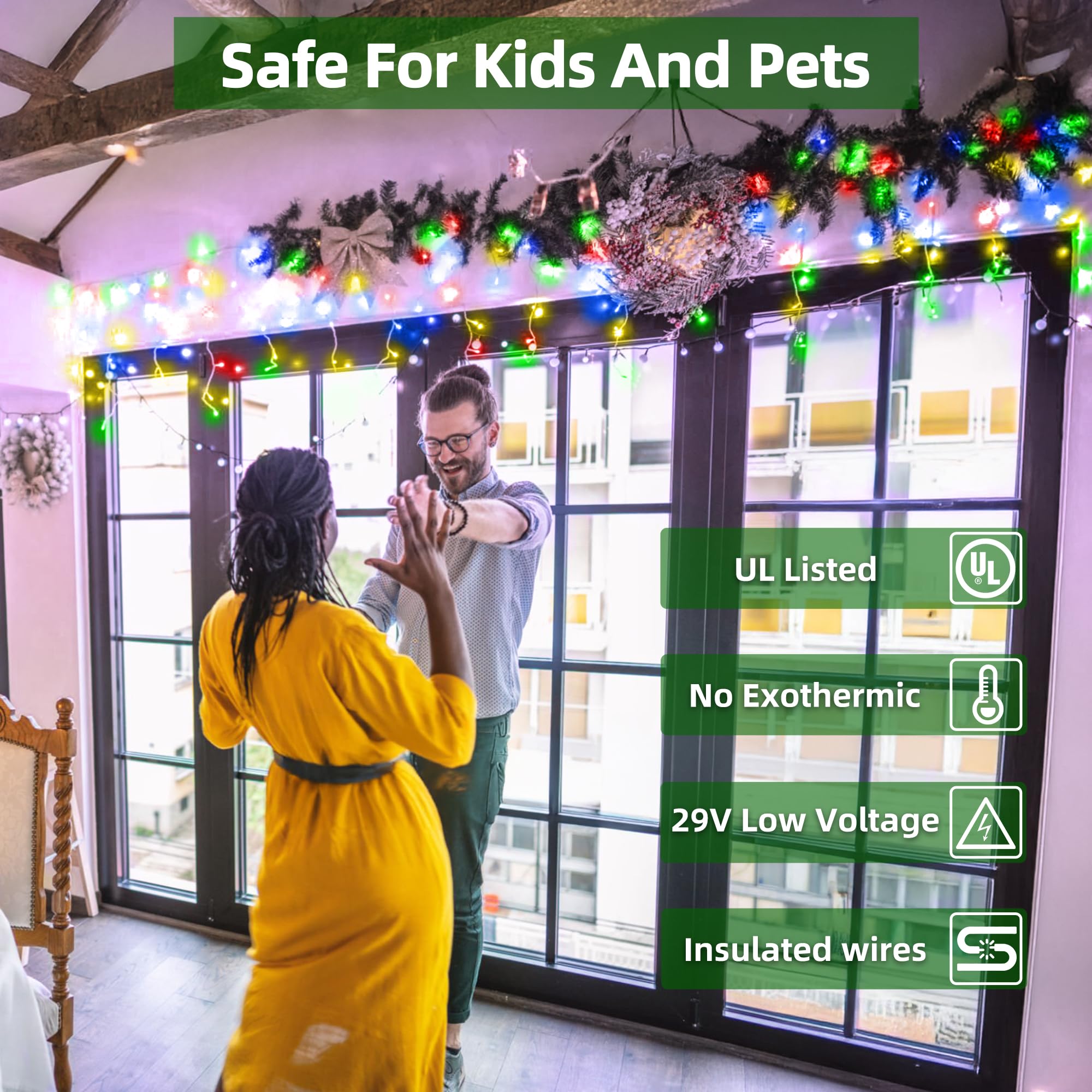 XIKENGSHQ LED Christmas Lights, 792 LEDs, 82ft, 176 Drops, 8 Modes, Waterproof, Multicolor, Model WX-792L