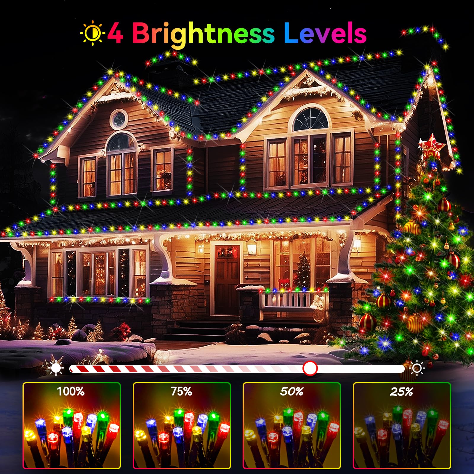 Hezbjiti 2 Pack 1000 Led 403 Ft Christmas String Lights Outdoor  8 Lighting Modes Ip44 Waterproof Fairy Lights With Timer And Dimmable Function For Party Tree Decorations (Multicolor  Green Wire)