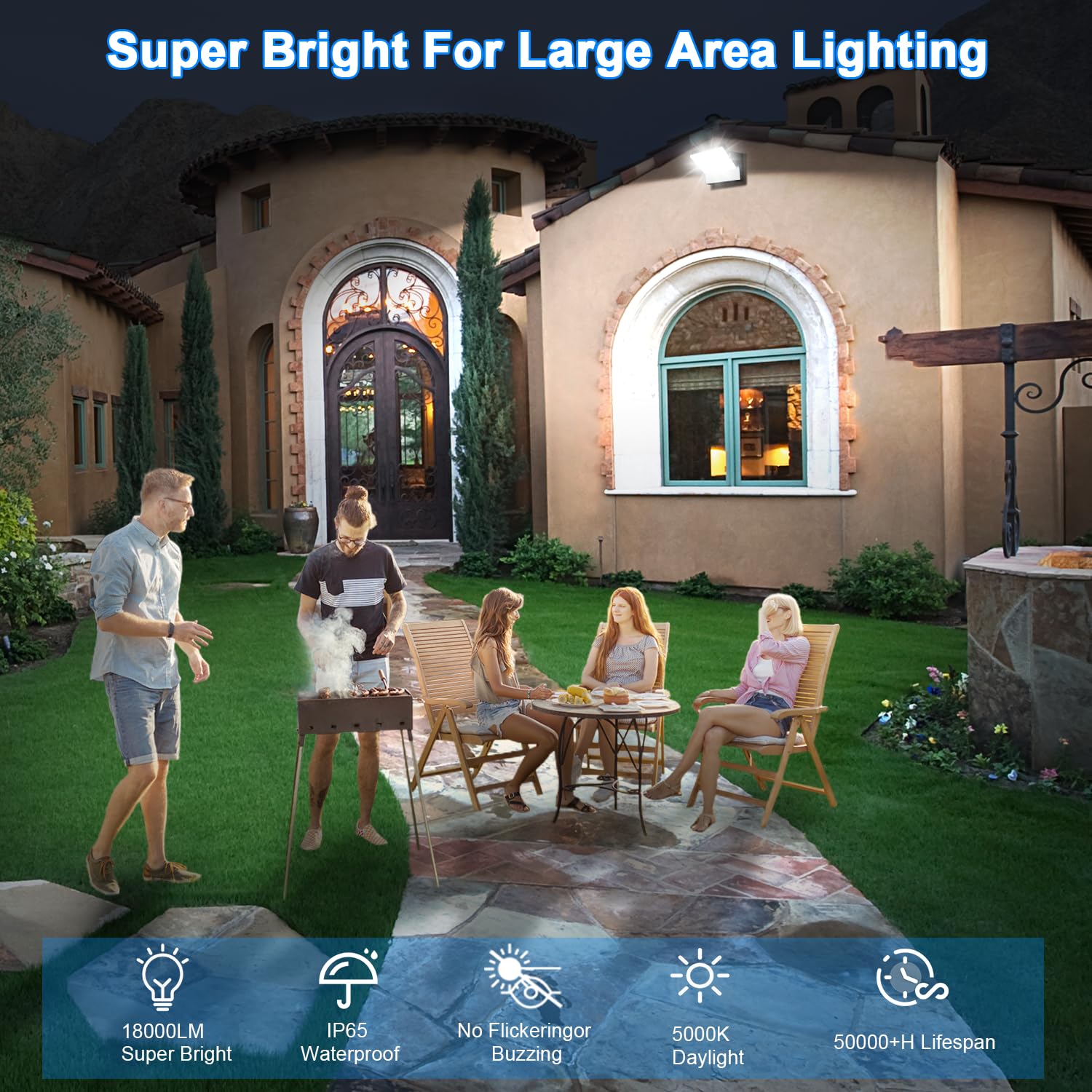 ledmo 150W LED Flood Lights, 360° Rotatable, Waterproof, Black, 4 Pack, Model EZ1377D