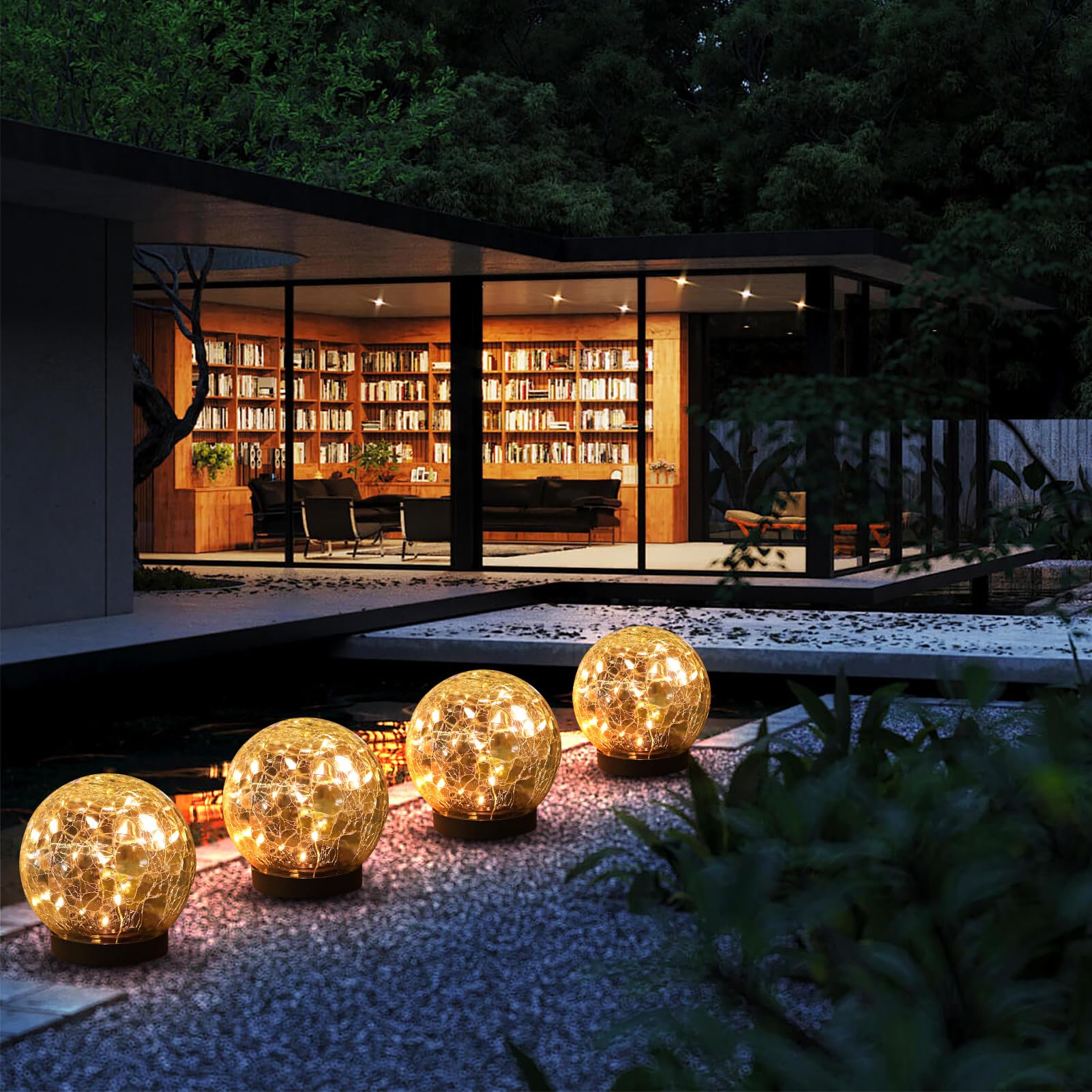 MLKNK Solar Globe Lights Outdoor Waterproof 4 Pack  ed Glass Balls Warm White for Lawn Patio Yard Decorations