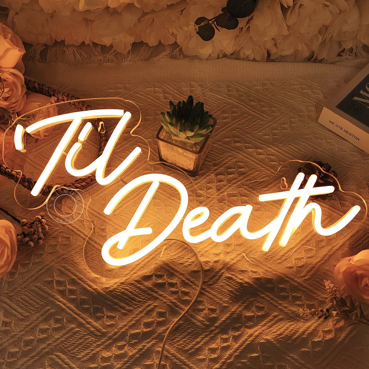 Sylhome 'Til Death Led Neon Light Sign - Warm White Wedding Party Decor 16.9" X 8.7"