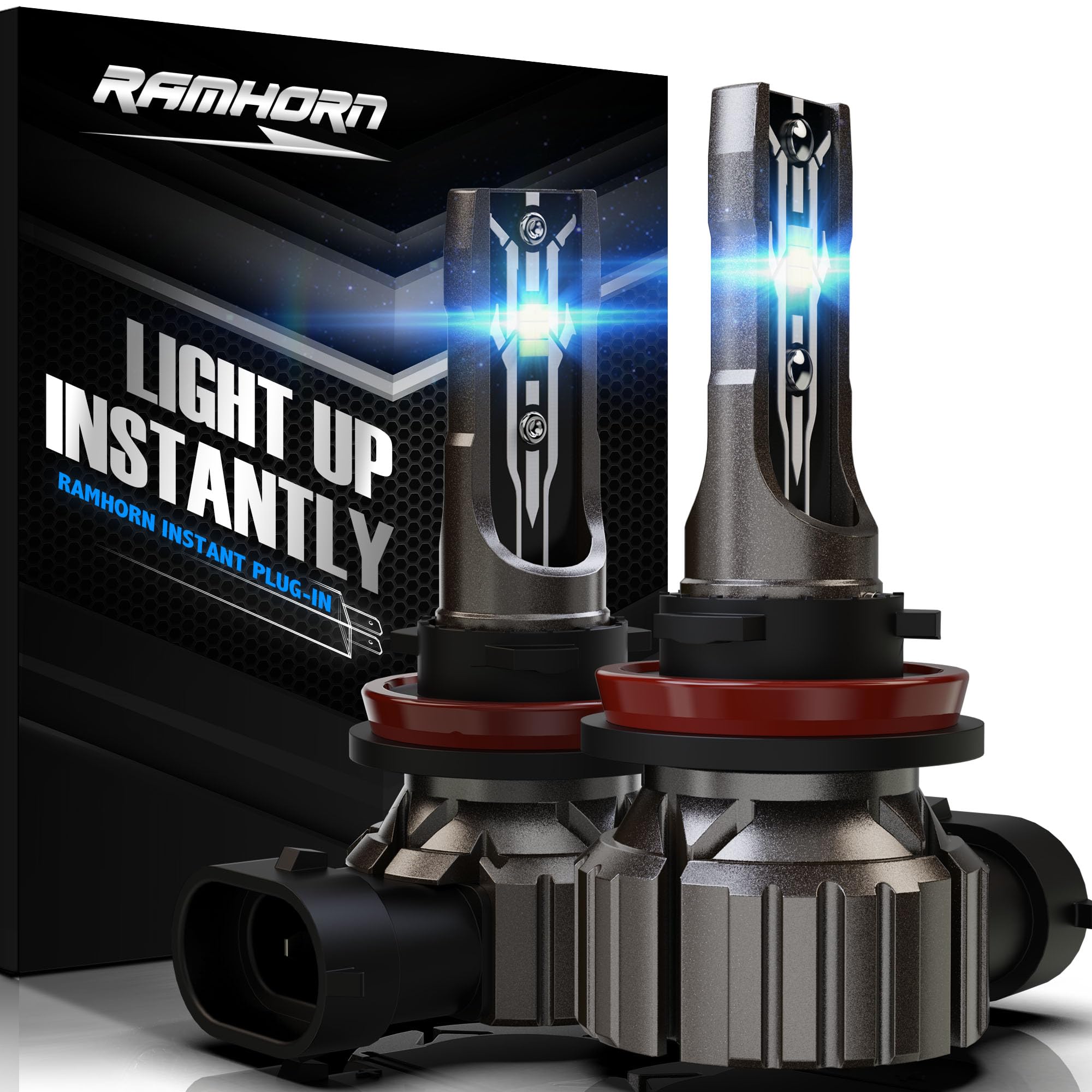 RAMHORN H11 Light Bulbs, 300% Brightness, Mini Size Plug and Play, Pack of 2, H11 Model