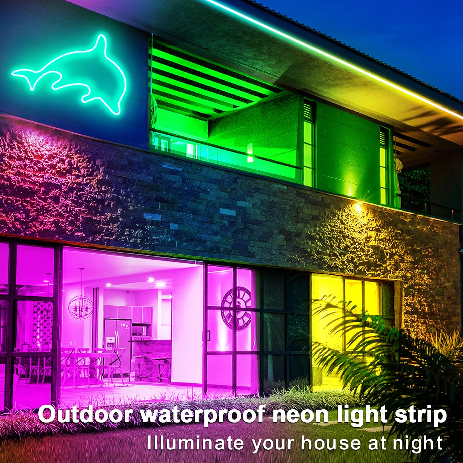 Segrass 100Ft Rgb Led Neon Rope Lights Led Neon Lights With Remote/App Control 24V Ip65 Waterproof Flexible Neon Led Strip Light