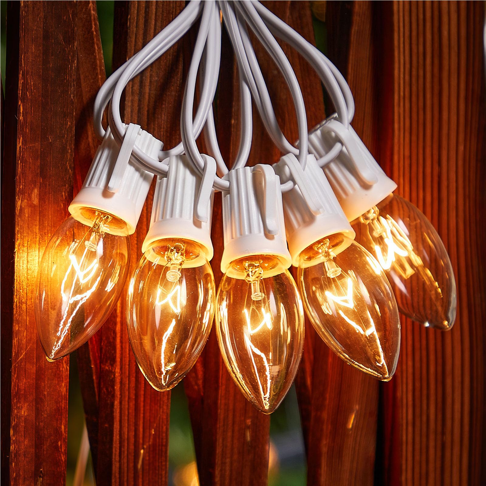 Minetom C9 Clear Christmas String Lights, 25FT 25 Blubs Bright & Warm Outdoor Christmas Lights, Long Life C9 String Lights for T