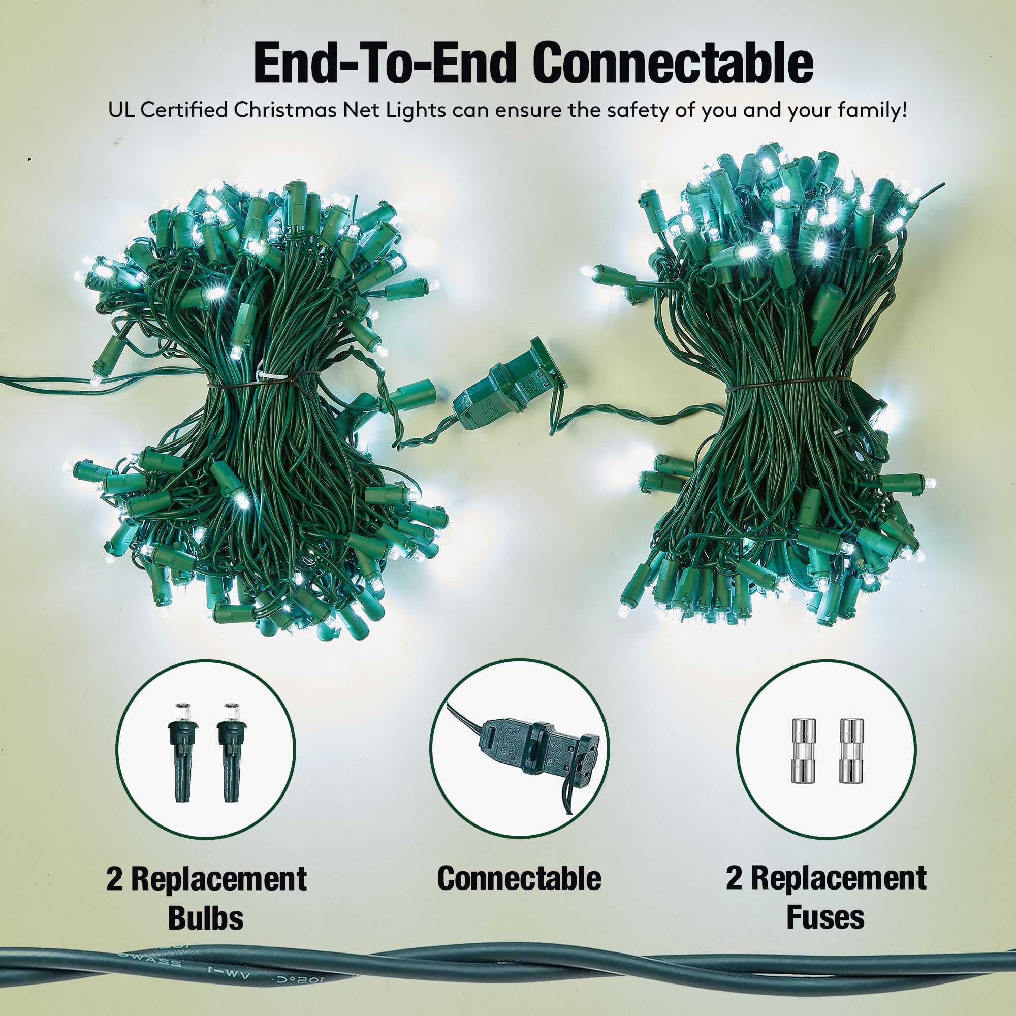 Sylampow Led White Christmas Net Lights Outdoor Christmas Bushes Lights 120Led 6Ftx5Ft, Connectable Outdoor Indoor Christmas Mes