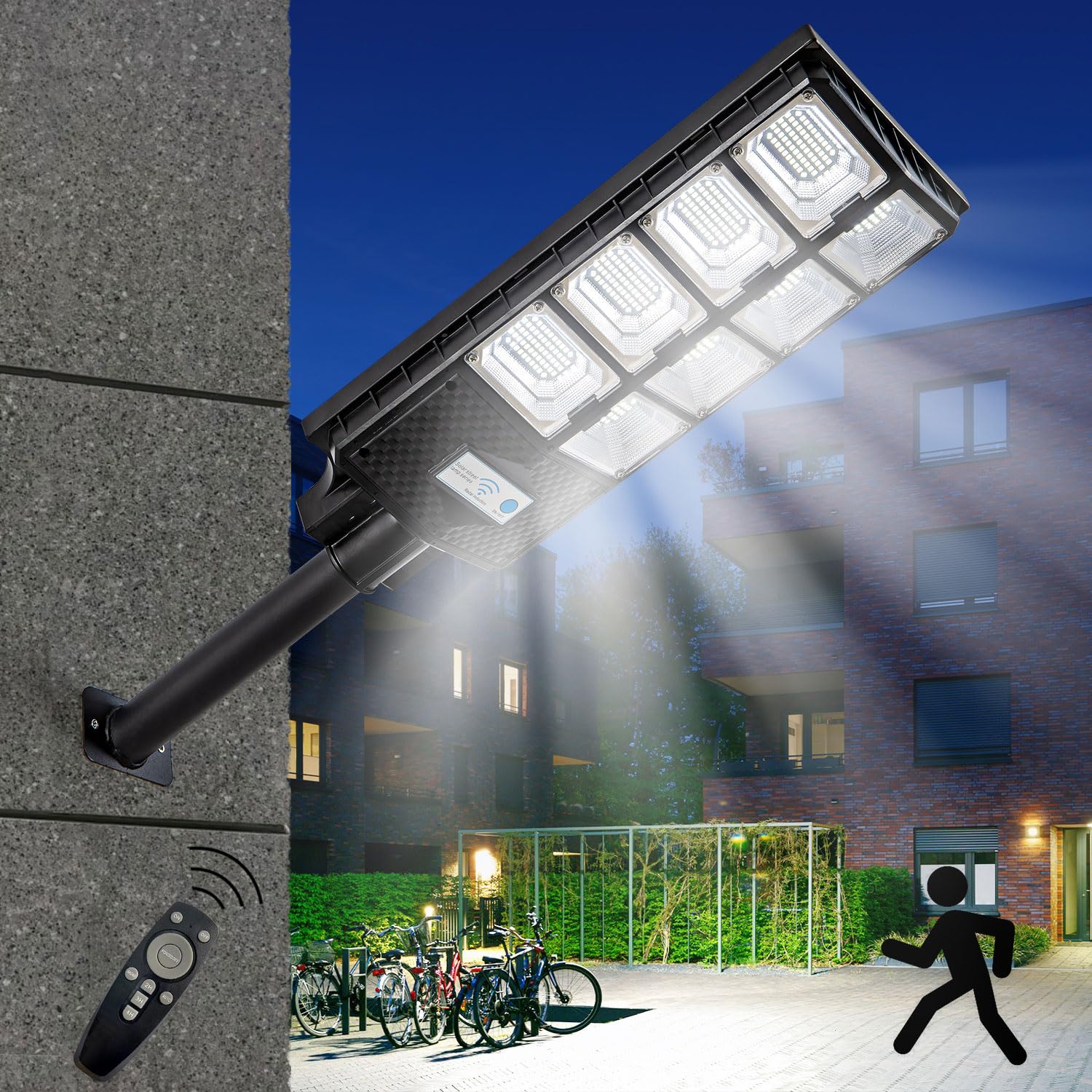 Vikrami Solar Street Lights Outdoor, IP67 Waterproof, with Motion Sensor, Remote, and Auto Dusk to Dawn | Bright 6500K LED Solar