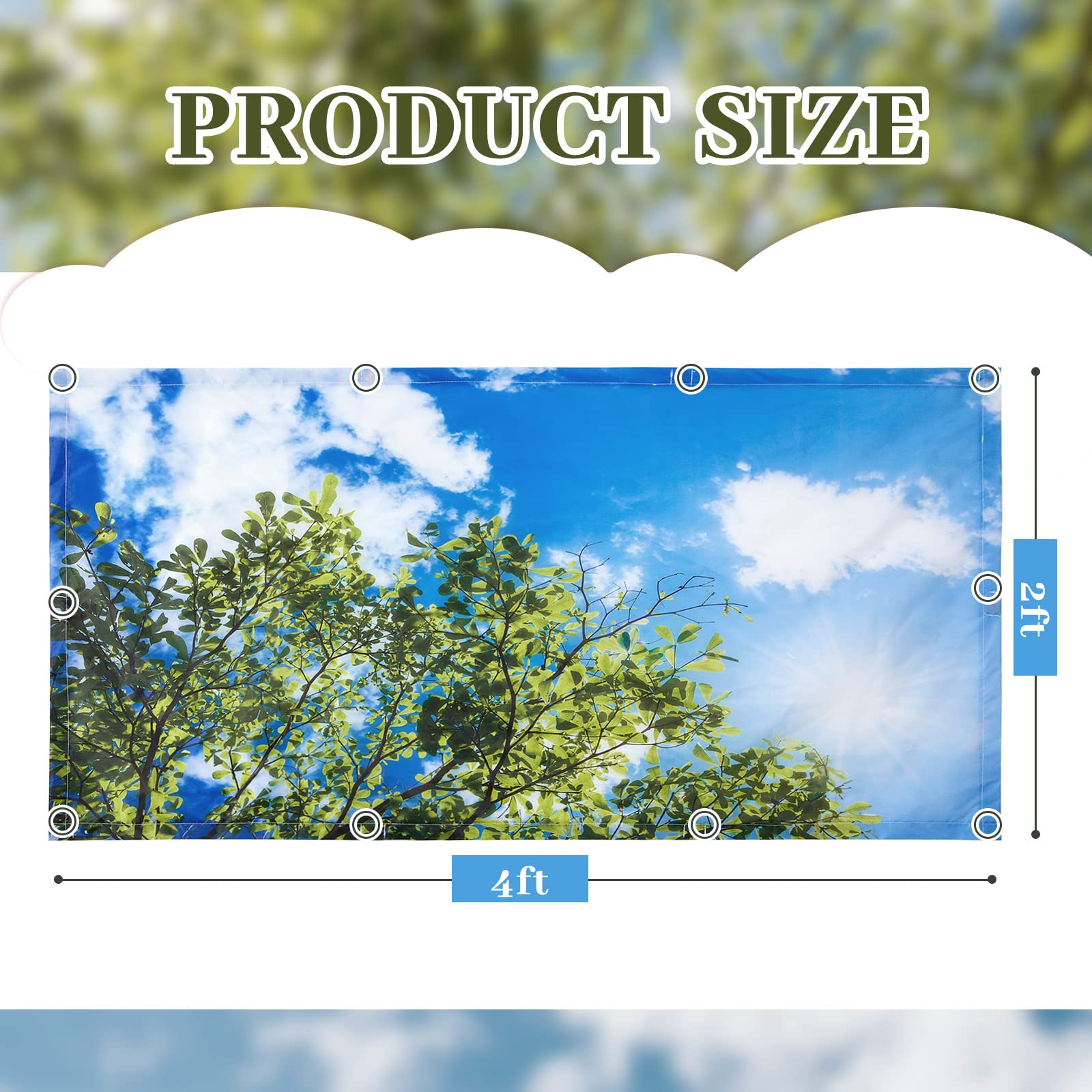 Hortsun 12 Pcs Fluorescent Light Covers, 4X2 Ft Magnetic Filters For Eyestrain Relief, Sky & Leaves