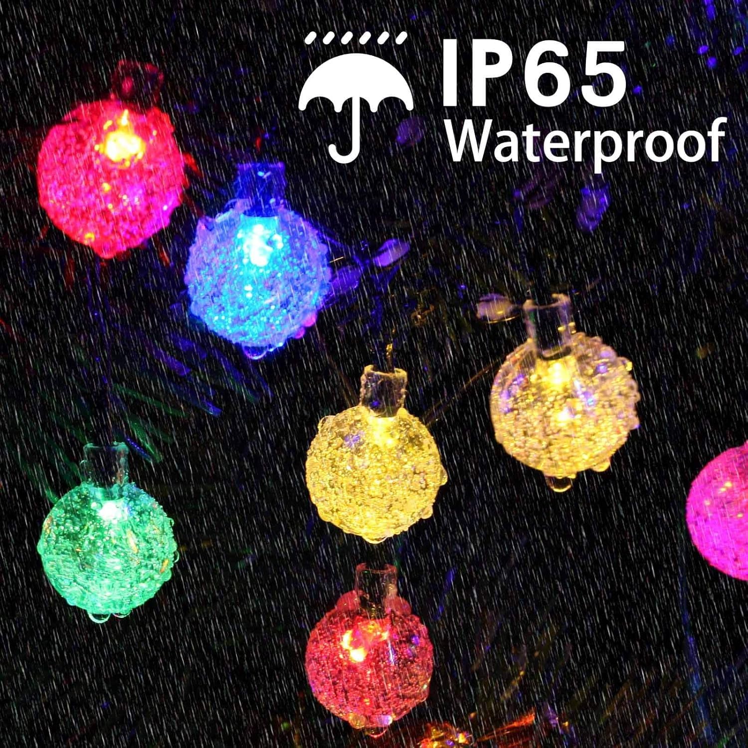 Multicolor 2-Pack 100 Led 64Ft Crystal Globe Solar String Lights Outdoor, Waterproof Pastel Easter Lights With 8 Lighting Modes,