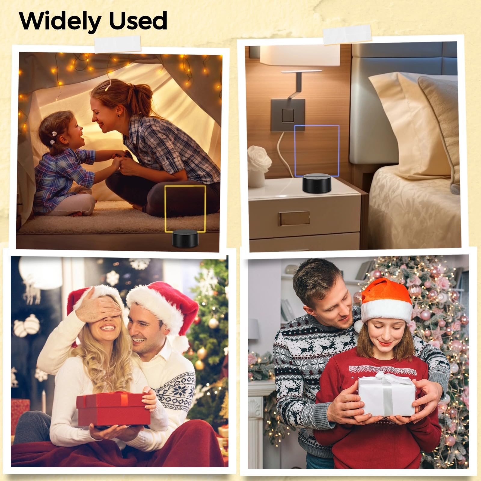 Homaisson 12 Pack 3D Night LED Light Lamp Base with Clear Acrylic Sheets, DIY Acrylic Lamp Base Set with Remote Control, 16 Colo