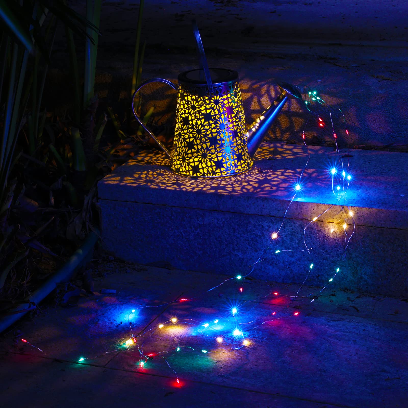 Vookry Solar Watering Can Lights, Waterproof Multicolor Metal Lantern, 1 Pack For Patio, Yard, Garden Decor