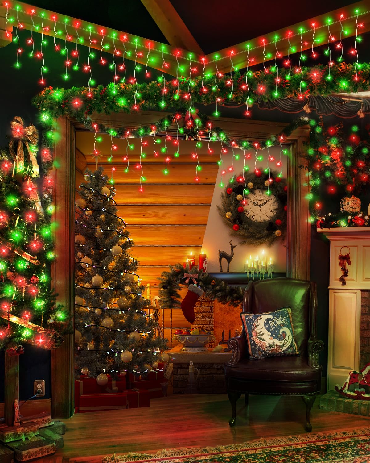 JIXXULVU Christmas Lights - 106FT 972LED Waterproof Red and Green Fairy Lights, 8 Modes, Connectable for Outdoor Decoration