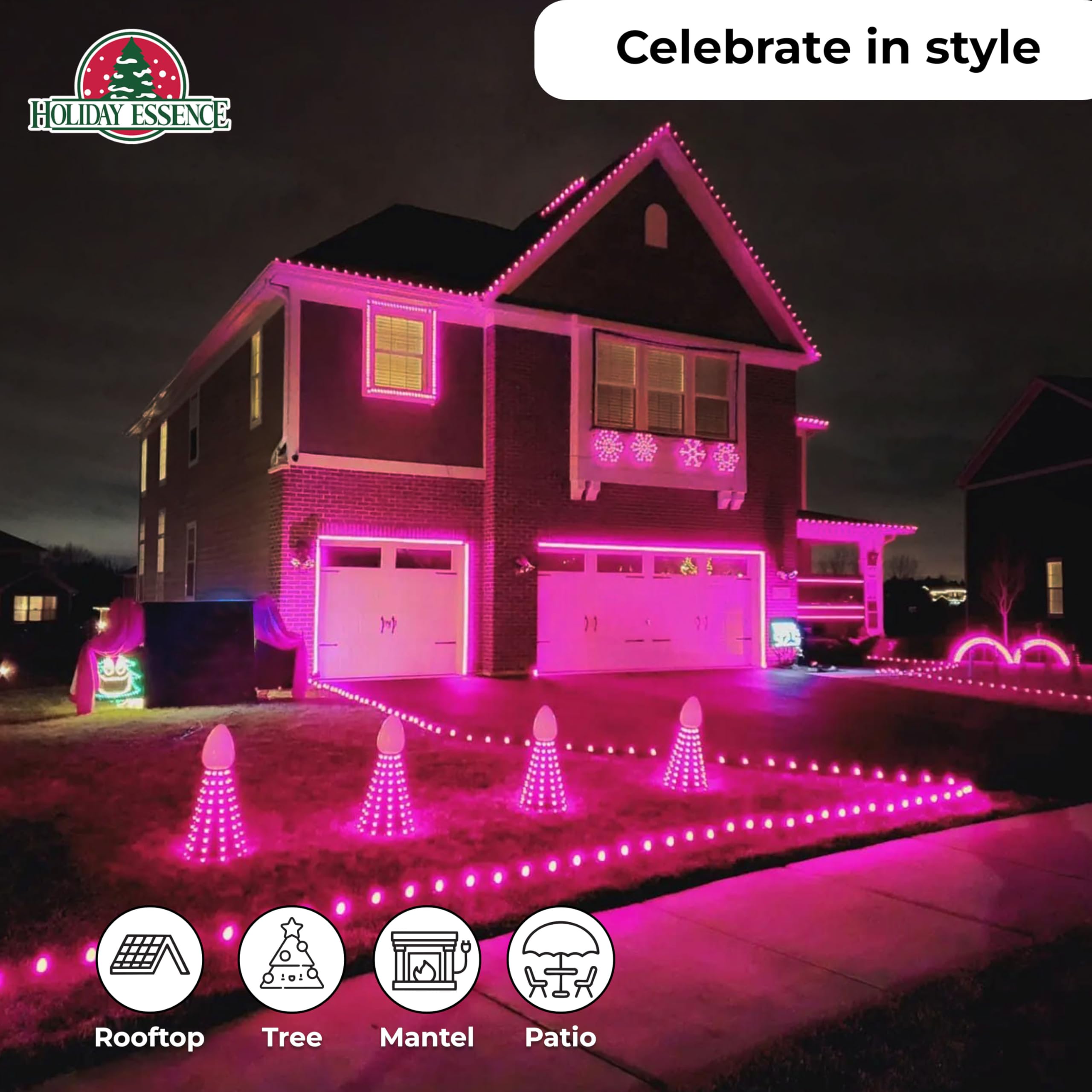 Holiday Essence Pink Christmas String Lights, 100 Mini Incandescent Fairy Lights, 20.6 Ft White Wire, Indoor & Outdoor Decoration