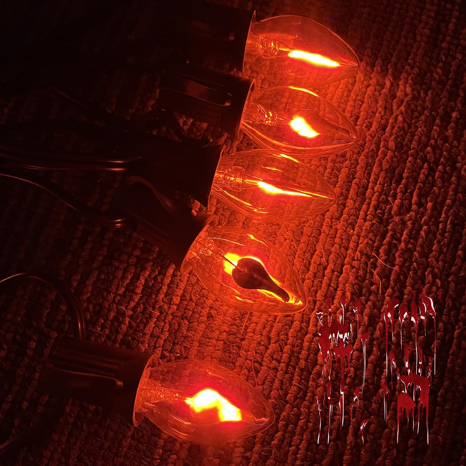 SUNSGNE C7 Flicker Flame Light Bulbs, 1W Clear Glass, E12 Base, 25 Pack, Orange Glow for Halloween & Christmas Decorations