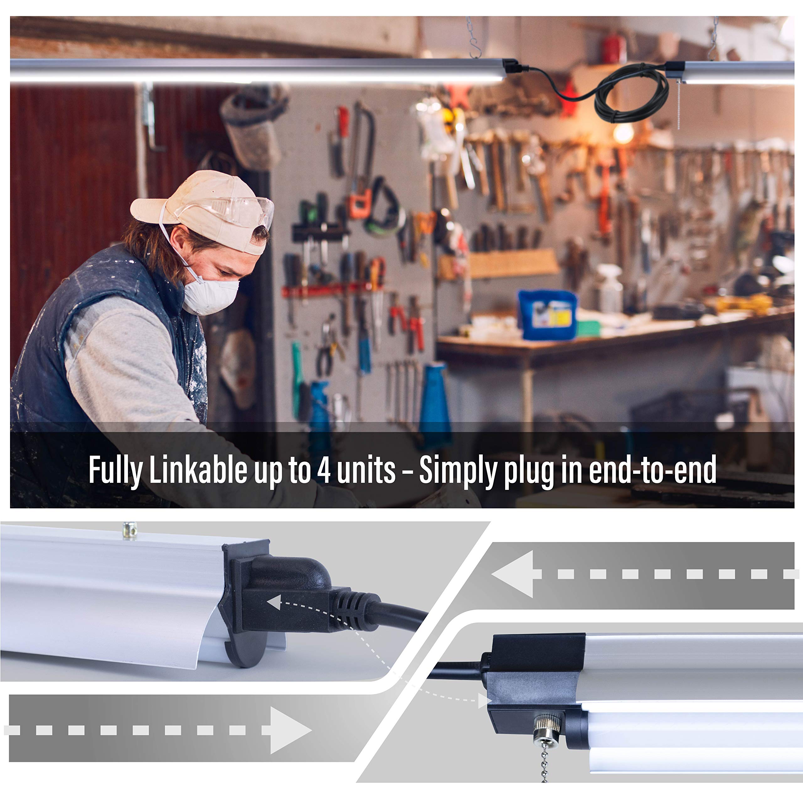 Newhouse Lighting 4FT LED Shop Light 55W 5000 Lumens 4000K Silver 4-Pack NH-SHOP-M4FT-4