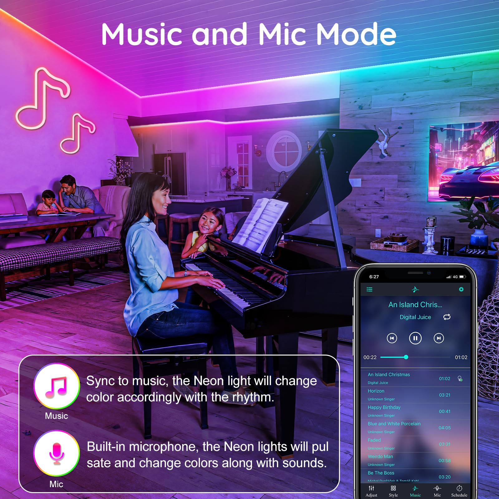 16.4Ft Neon Rope Lights,Flexible Led Rope Lights Control With App/Remote,Multiple Modes Rope Lights,Ip65 Outdoor Rgb Led Neons L