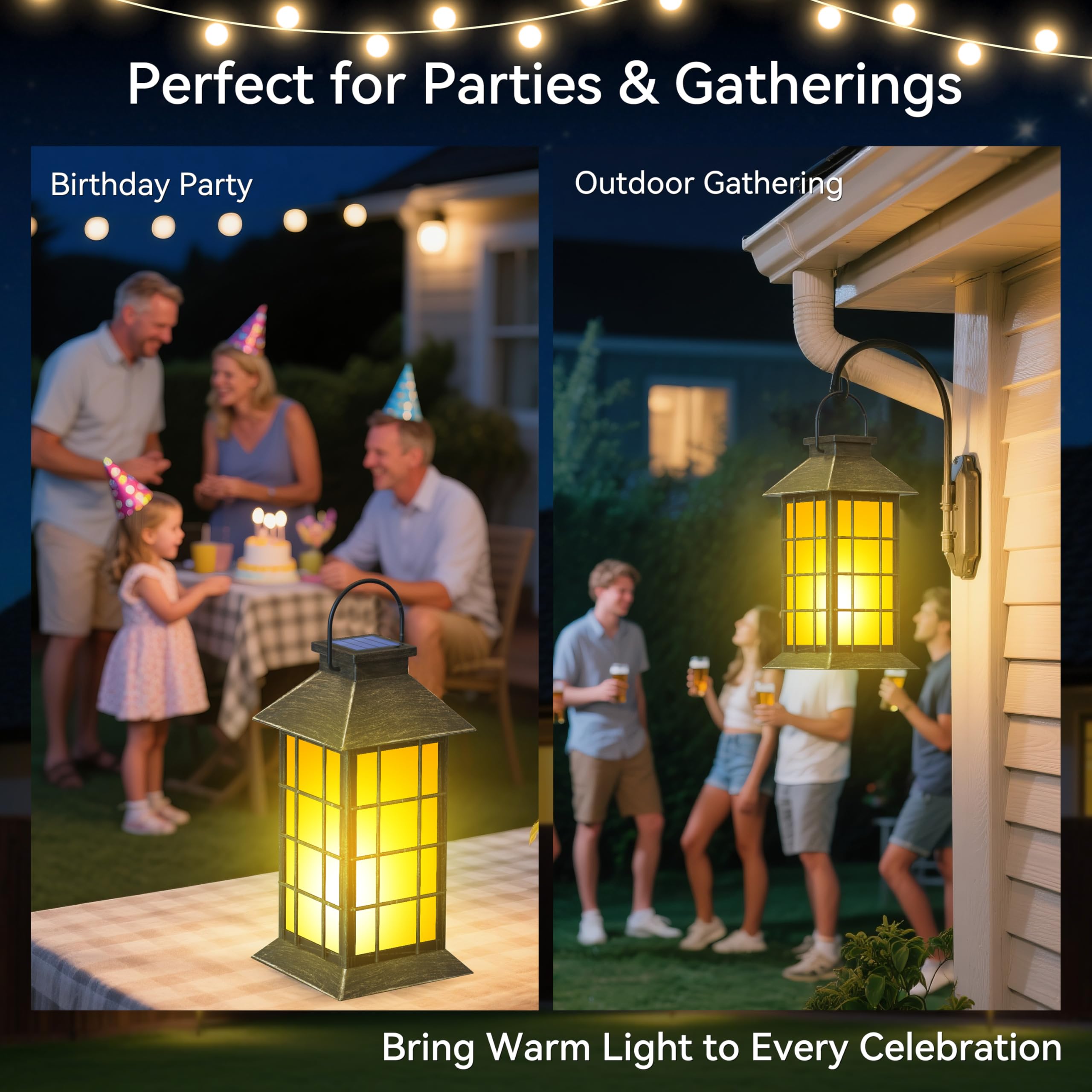 Anyperfect 2 Pack 13 Patina Solar Lantern With Flickering Flame Candle | Outdoor Waterproof Hanging Lanterns  Metal & Glass Solar Lights For Garden Decoration  Rustic Outdoor Gifts For Mom