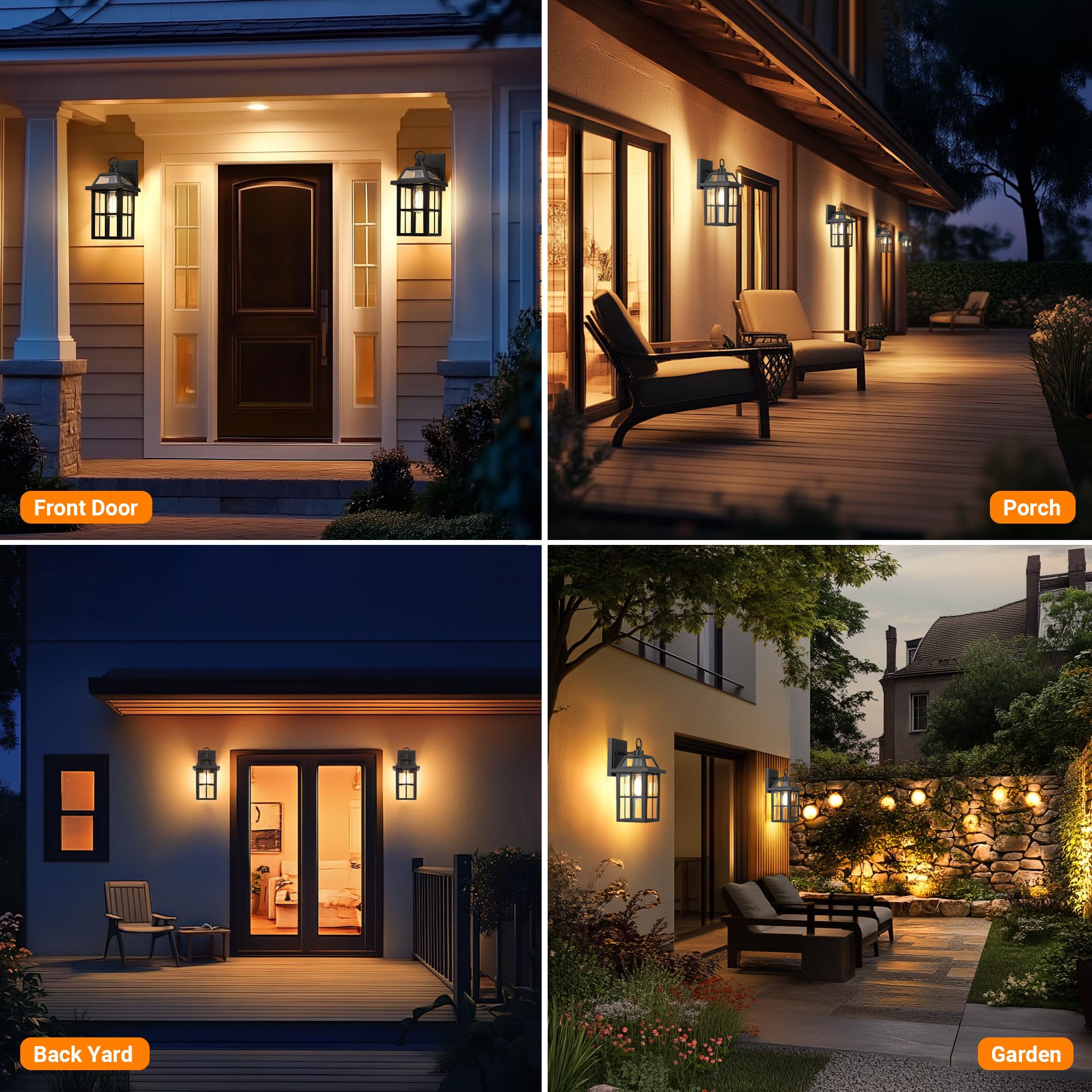 Wihtu Outdoor Wall Lantern, Waterproof Sconce Light Fixtures, Porch Lights With Glass Shade, Exterior Lighting, Aluminum Mount L