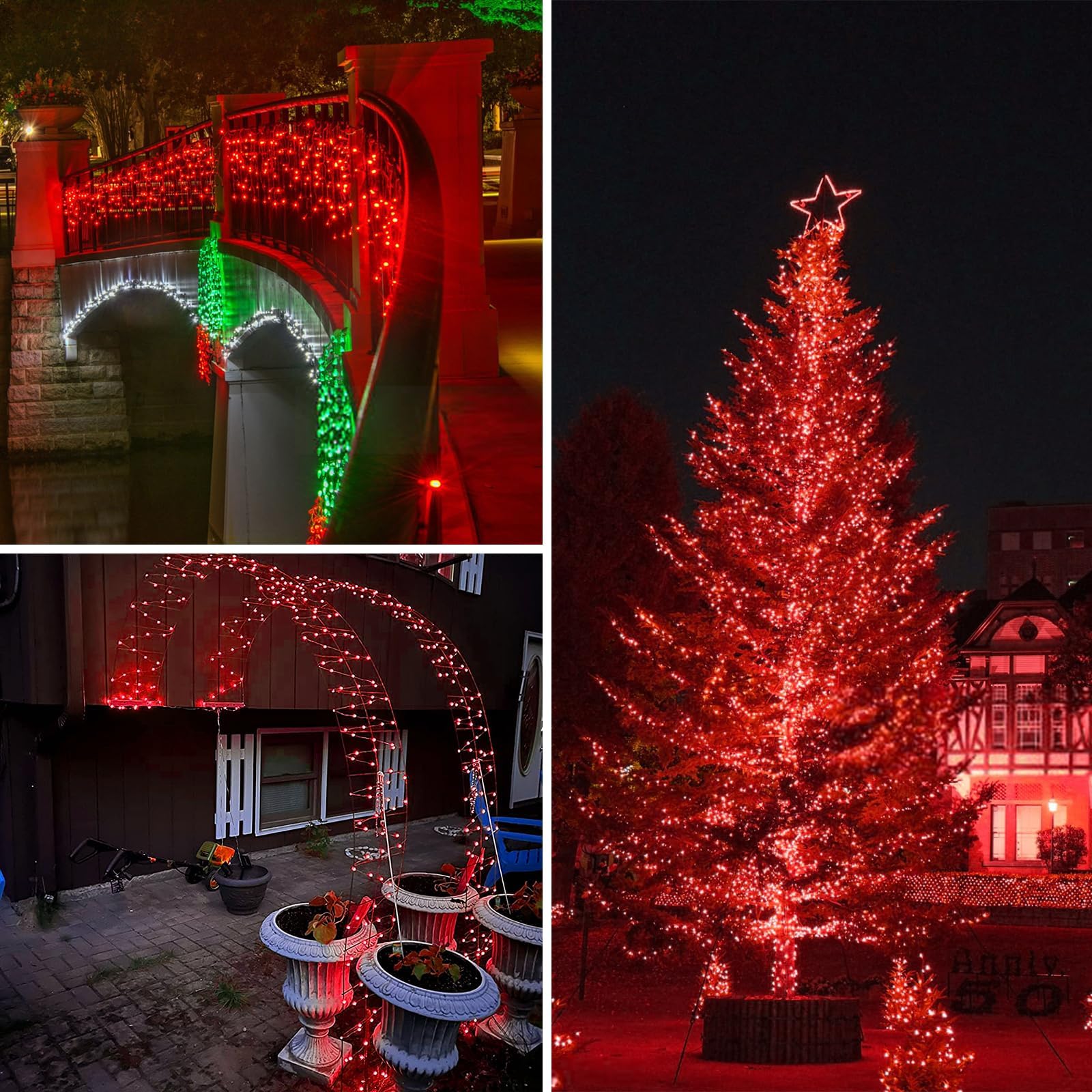 Red And Green Christmas String Lights,4 Pack Fairy Lights Battery Operated With Timer Christmas Lights For Outdoor/Indoor Waterp