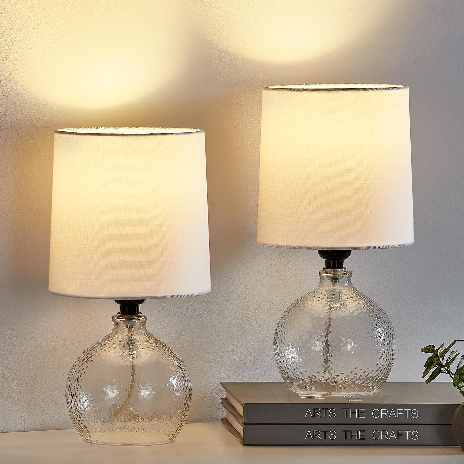 EJIAXIN Table Lamps Set of 2-13.5'' Small Modern Table Lamp for Living Room - Bedside Lamps - Glass Table Lamp for Bedroom, Nigh