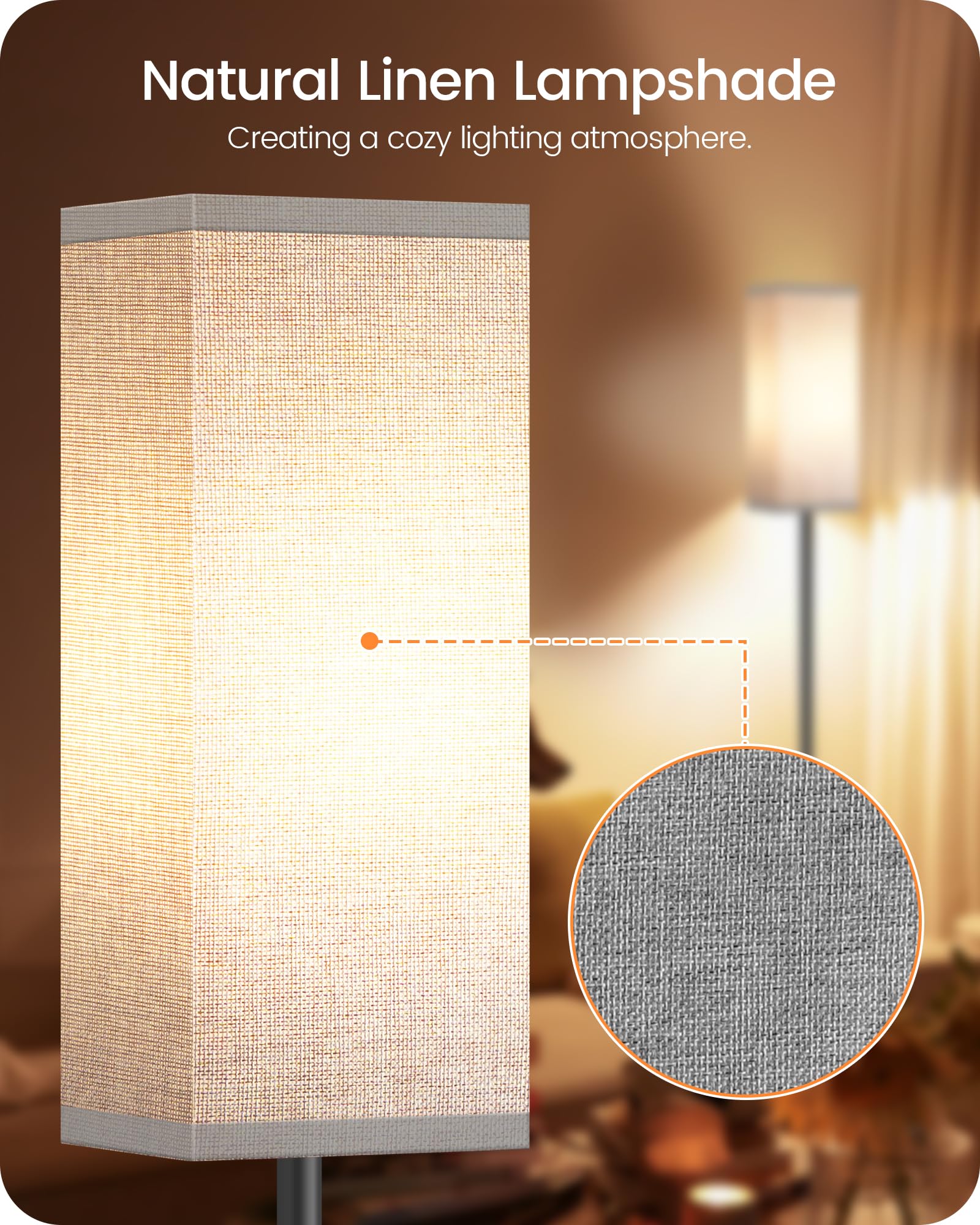 Goebleson Modern Floor Lamp With Foot Switch, Minimalist Standing Lamp For Living Room & Office, Black/Gray