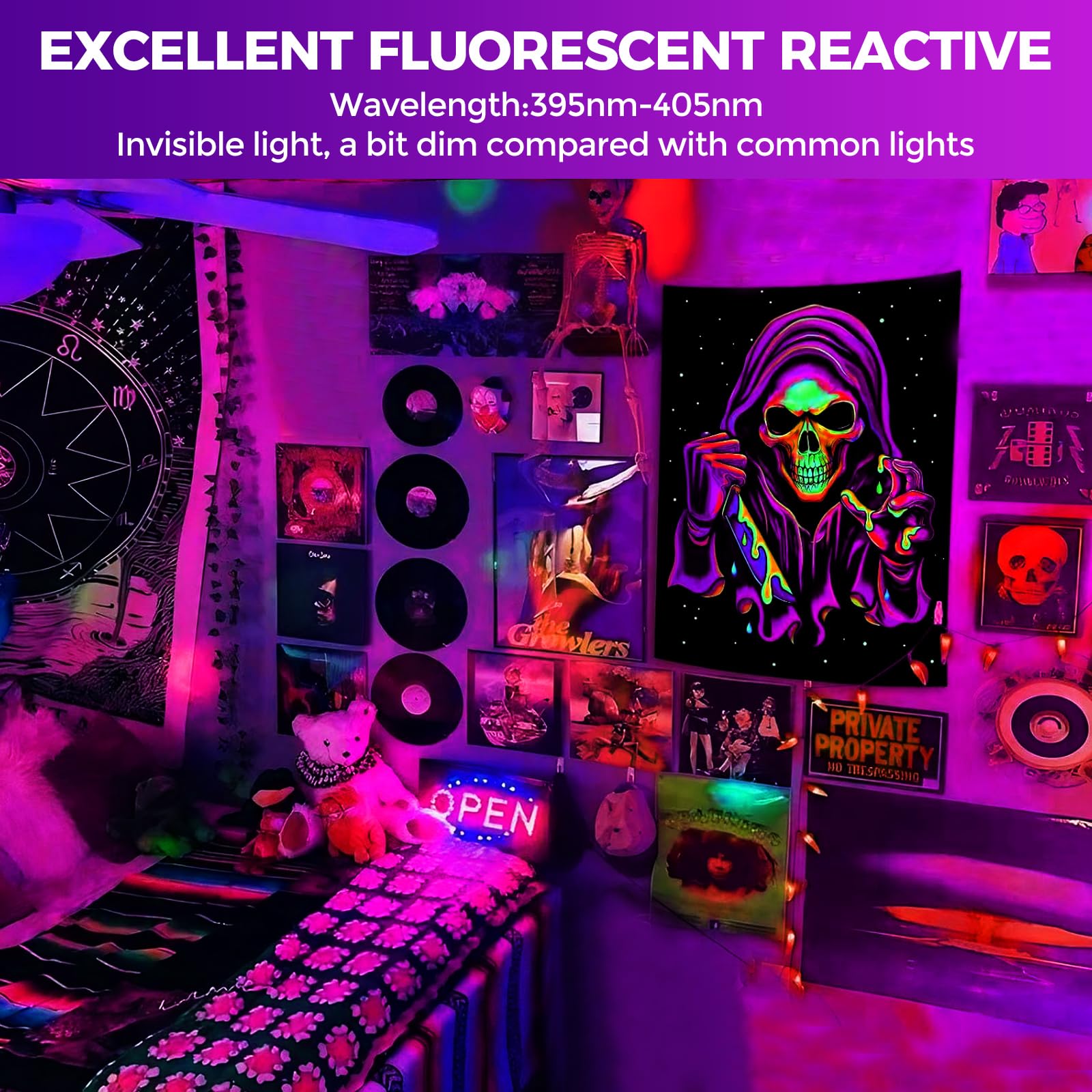 Waygor 30W Black Light Spotlight - IP66 Waterproof LED, 395nm, 2 Pack, Black