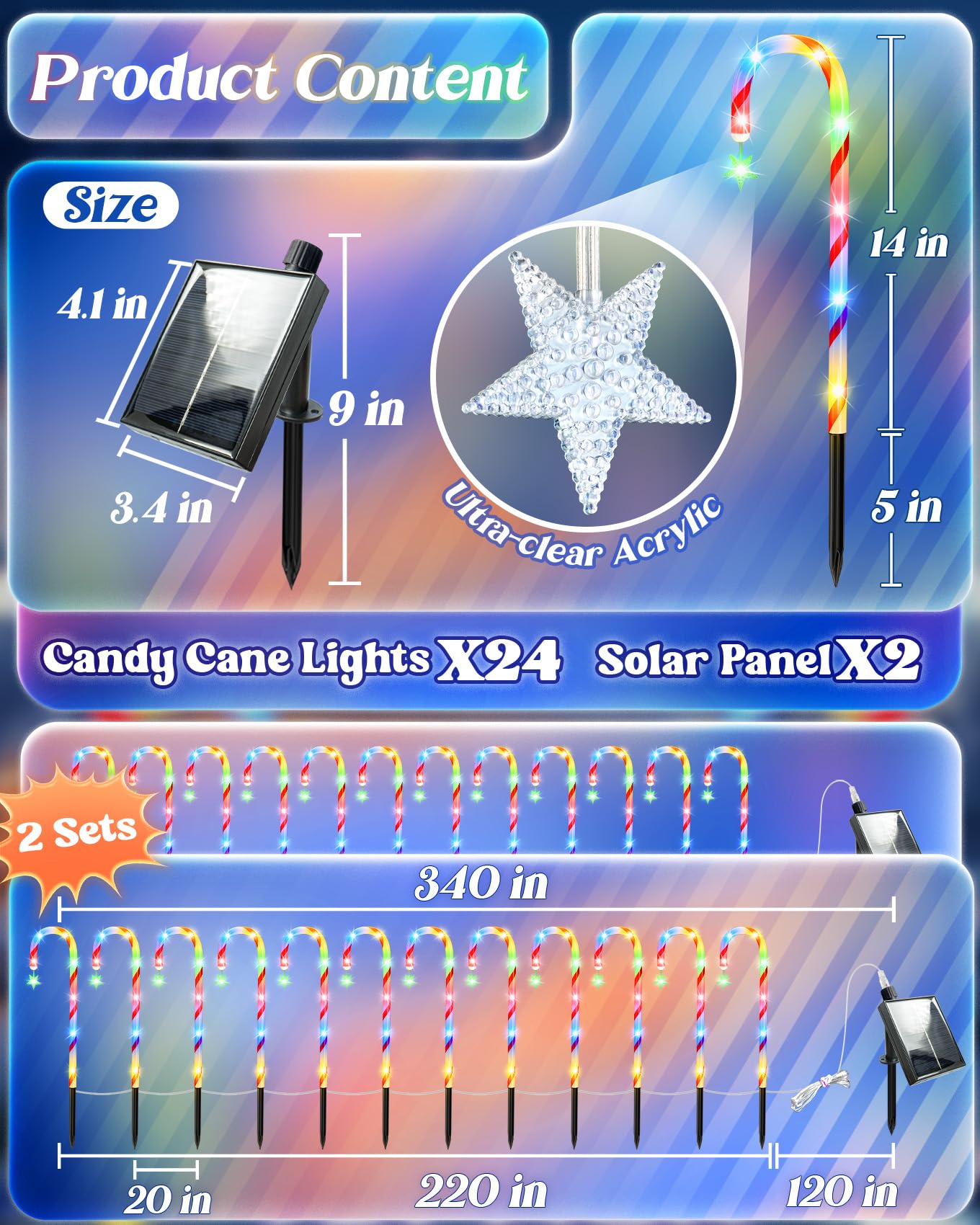 Anordsem Solar Christmas Decorations Outdoor: 21 Candy Cane Stake Lights 12 Pack - Waterproof Led 8 Colorful Lighting Models For Yard Garden Pathway Xmas Decor - 2026 New Year Gifts For Homeowners