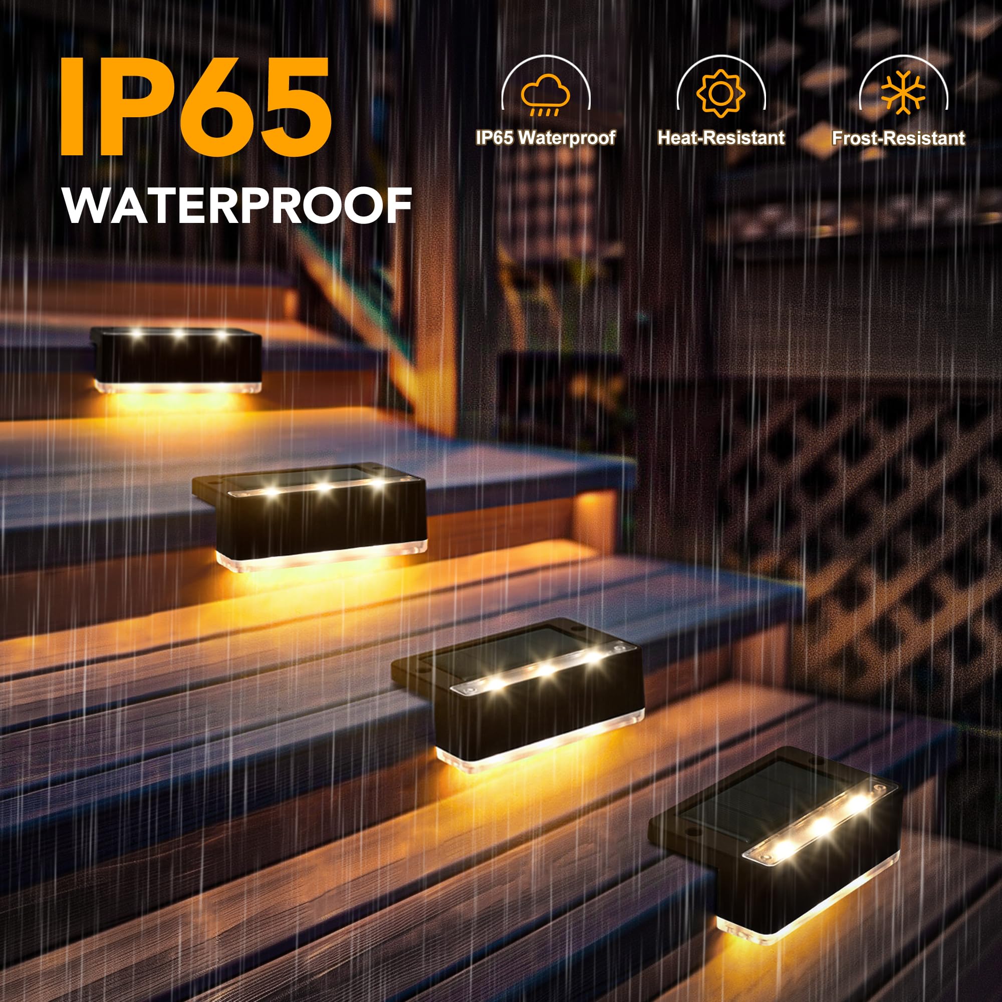 Solpex Solar Fence Lights, Solar Deck Lights Outdoor Waterproof Solar Powered For Step, Stair, Balcony,Front Porch,Garden, Walkw