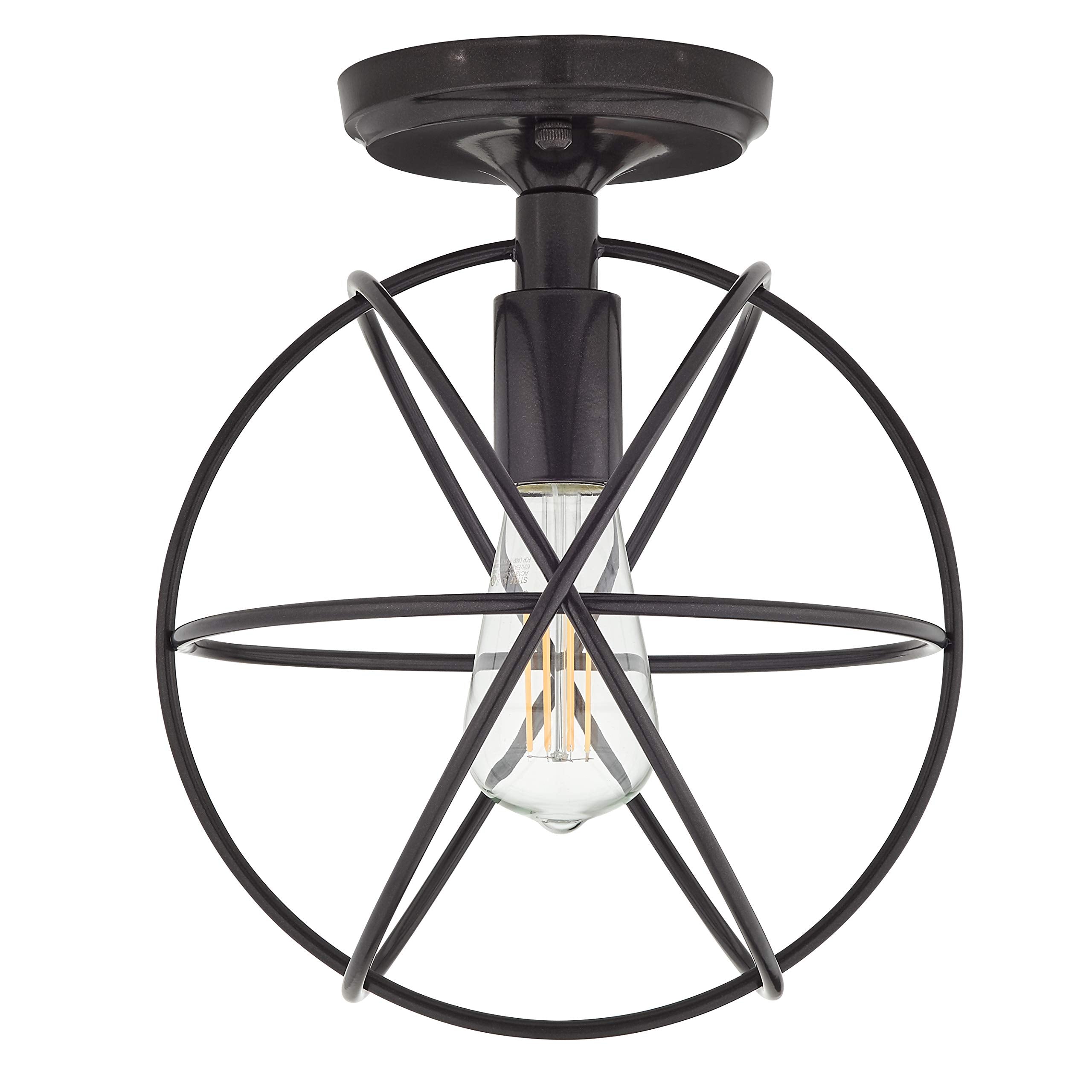 Linea di Liara Avesso Flush Mount Ceiling Light Fixture, Rustic Dark Bronze, Metal, Model LL-CL439-6DB, LED Bulb Included