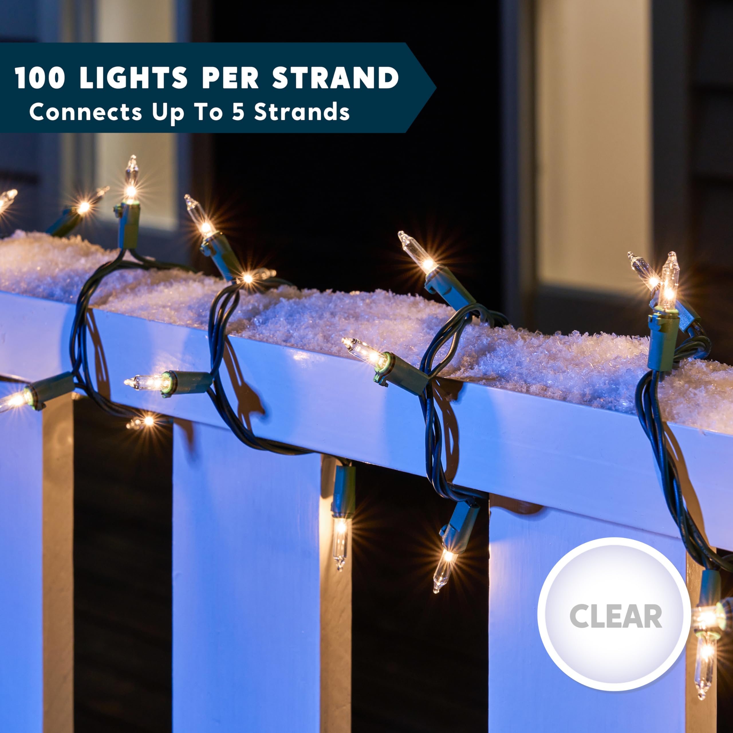 Joiedomi Clear Christmas String Lights, 200 Mini Warm White Fairy Lights, 43FT, Green Wire, Model HWO-100/2F