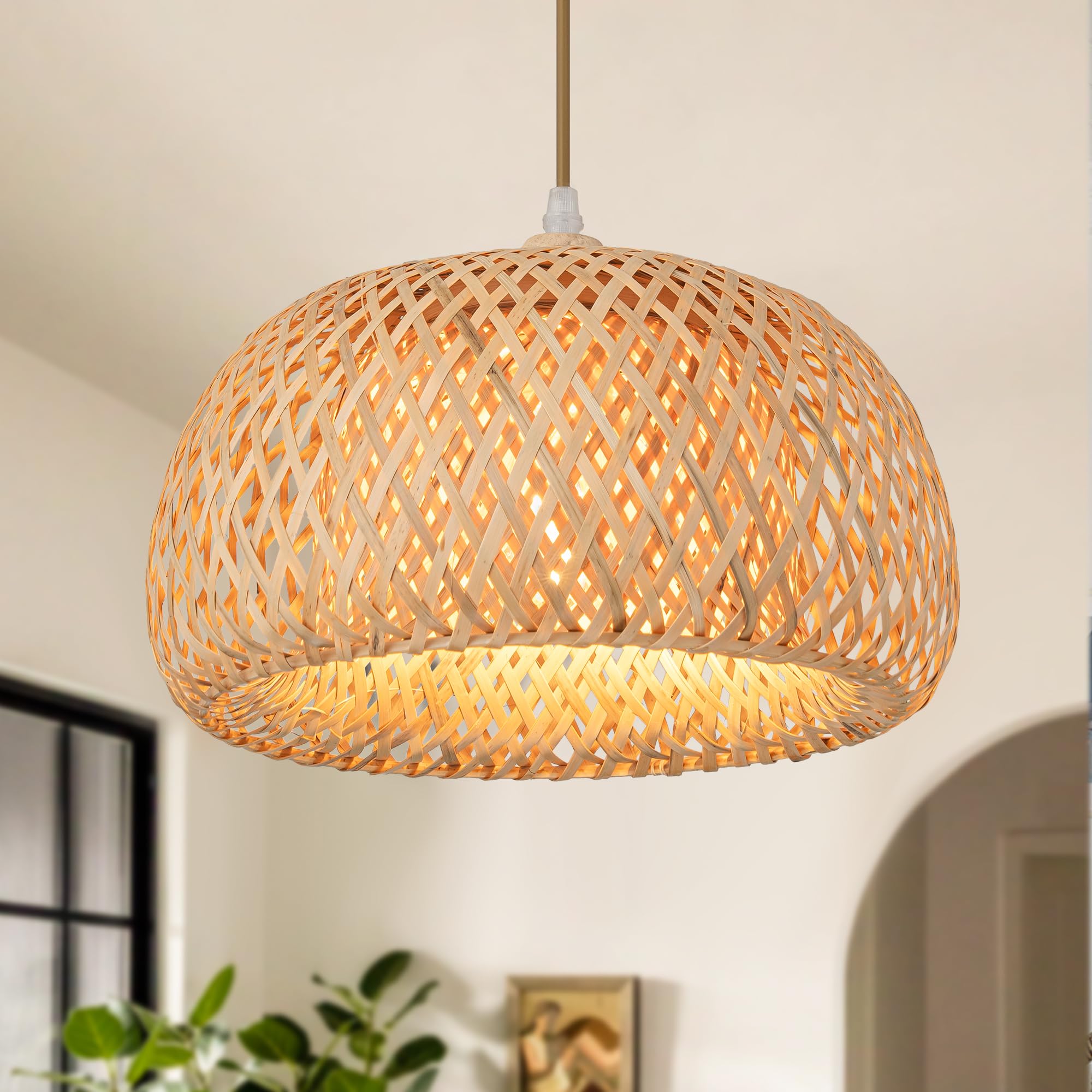 Rattan Chandelier Light Fixture, Boho Rattan Chandelier Light Fixture, Rattan Pendant Lights Bedroom Dining Room Light Fixture B