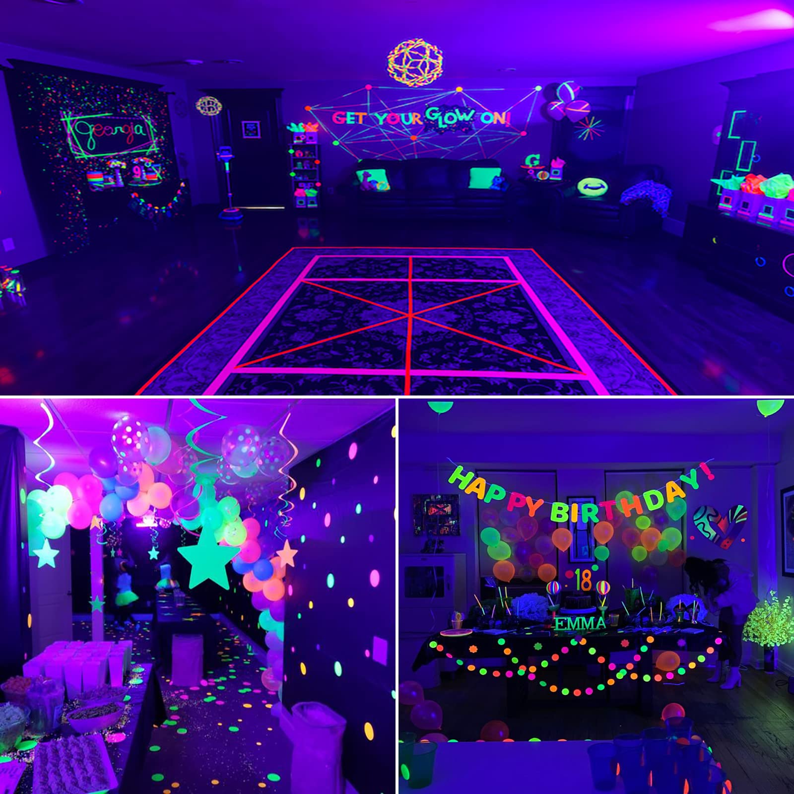 Wiyifada 12 Pack Led Black Light Bulbs, 9W A19 Uva 385-400Nm For Parties & Halloween