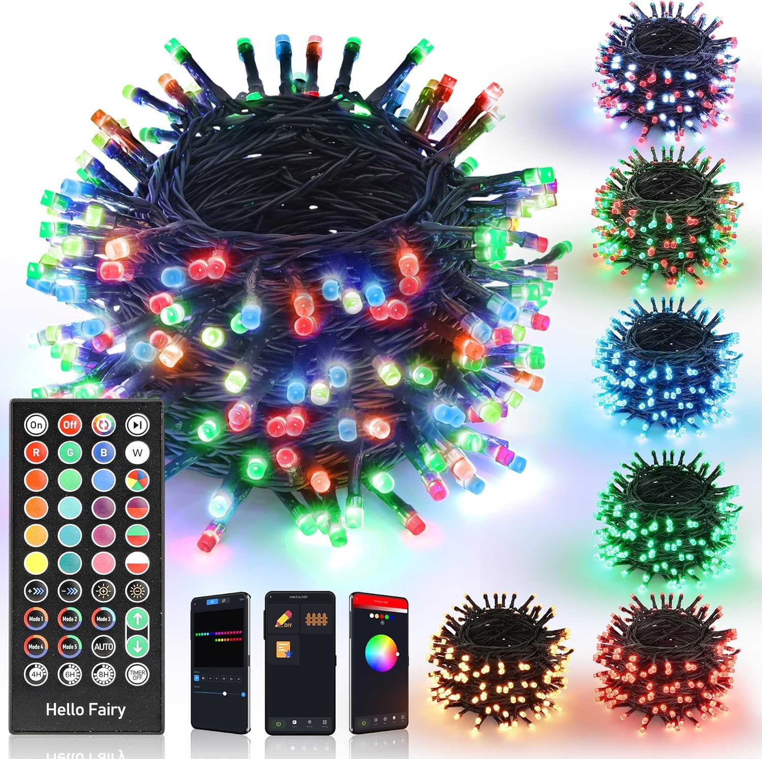 Ibaycon Smart Color Changing Christmas Lights  66Ft 200 Led Rgb Christmas Tree Lights Remote & App Controlled String Lights For Outdoor Indoor Christmas Decorations