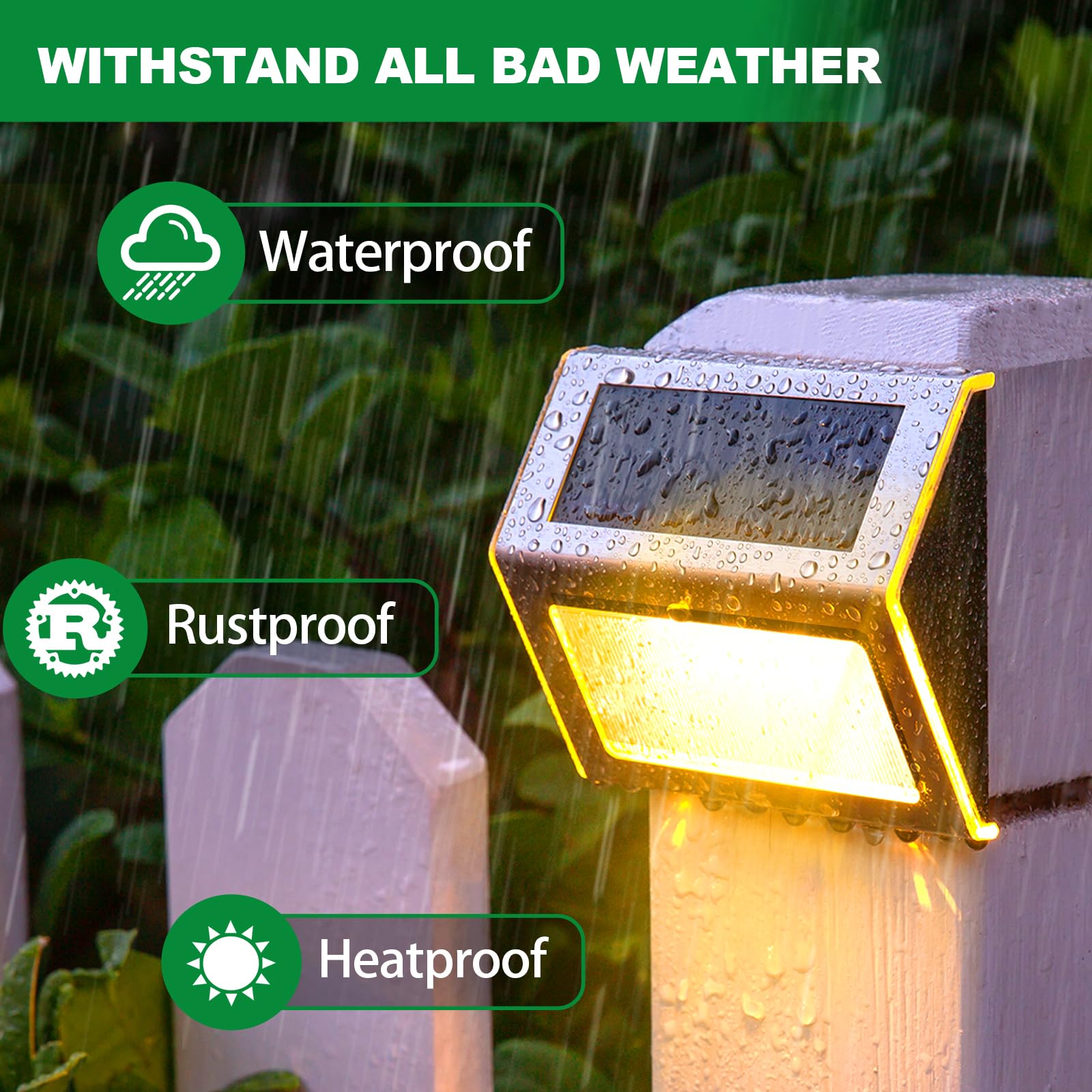 JSOT Solar Lights Outdoor - Waterproof LED Lamp for Deck & Garden - 8 Pack - Warm White - Acrylonitrile Butadiene Styrene