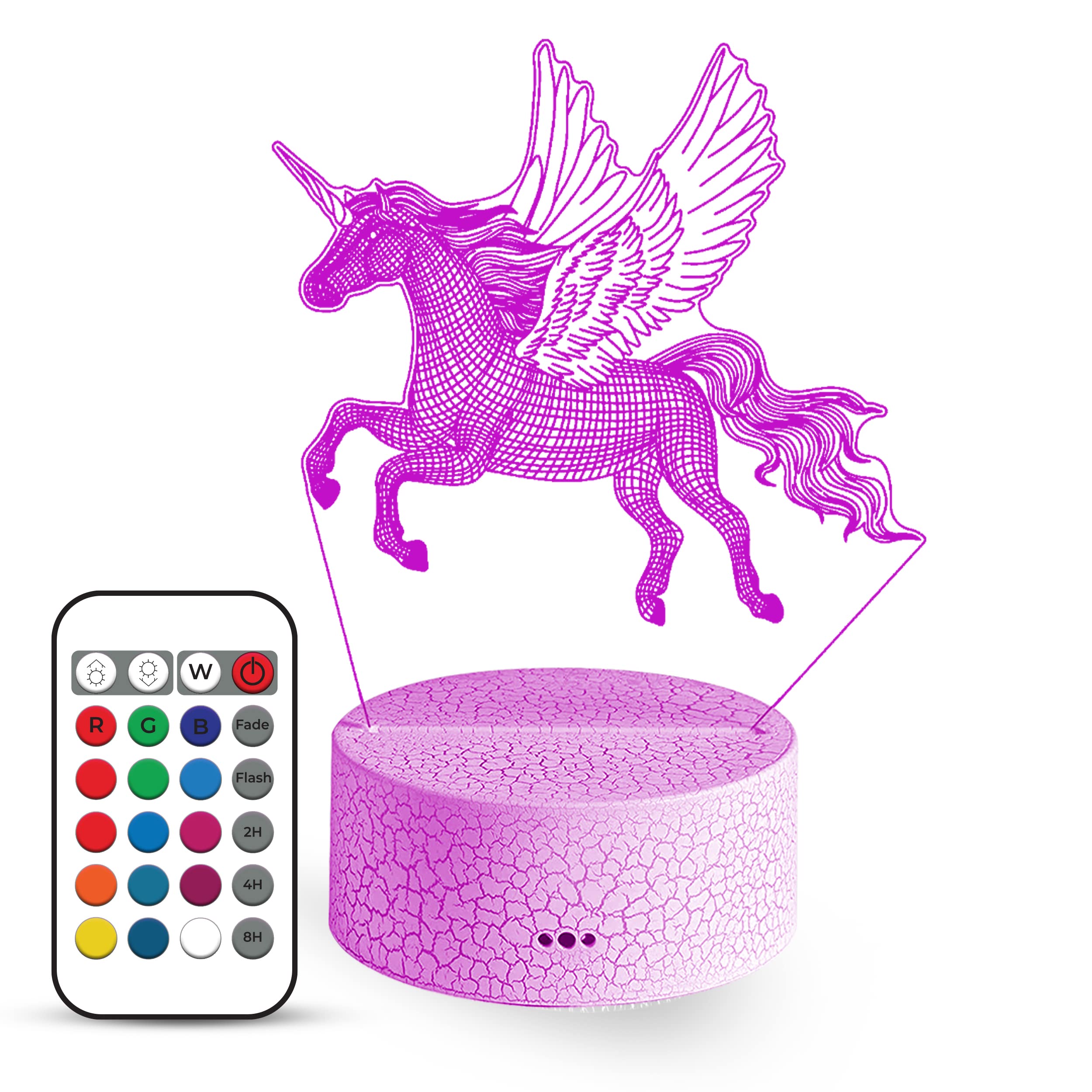Casa Joytopia Unicorn Night Light For Girls - Creative And Fun 3D Night Light For Kids To Fall Asleep To With Automatic Timer To Switch Off