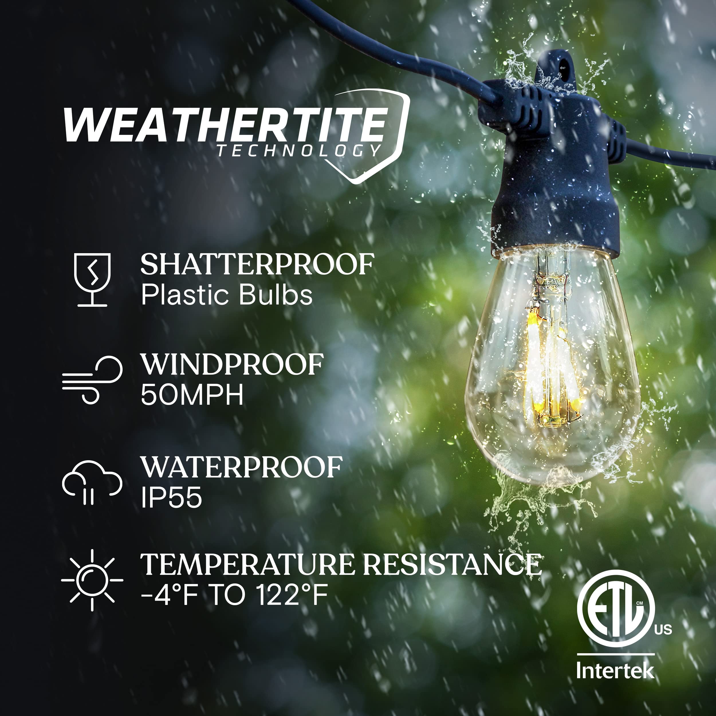 Brightech Ambience Pro Solar Powered Outdoor String Lights, 48Ft Remote Control Commercial Grade Waterproof Patio Lights, 15 Edi