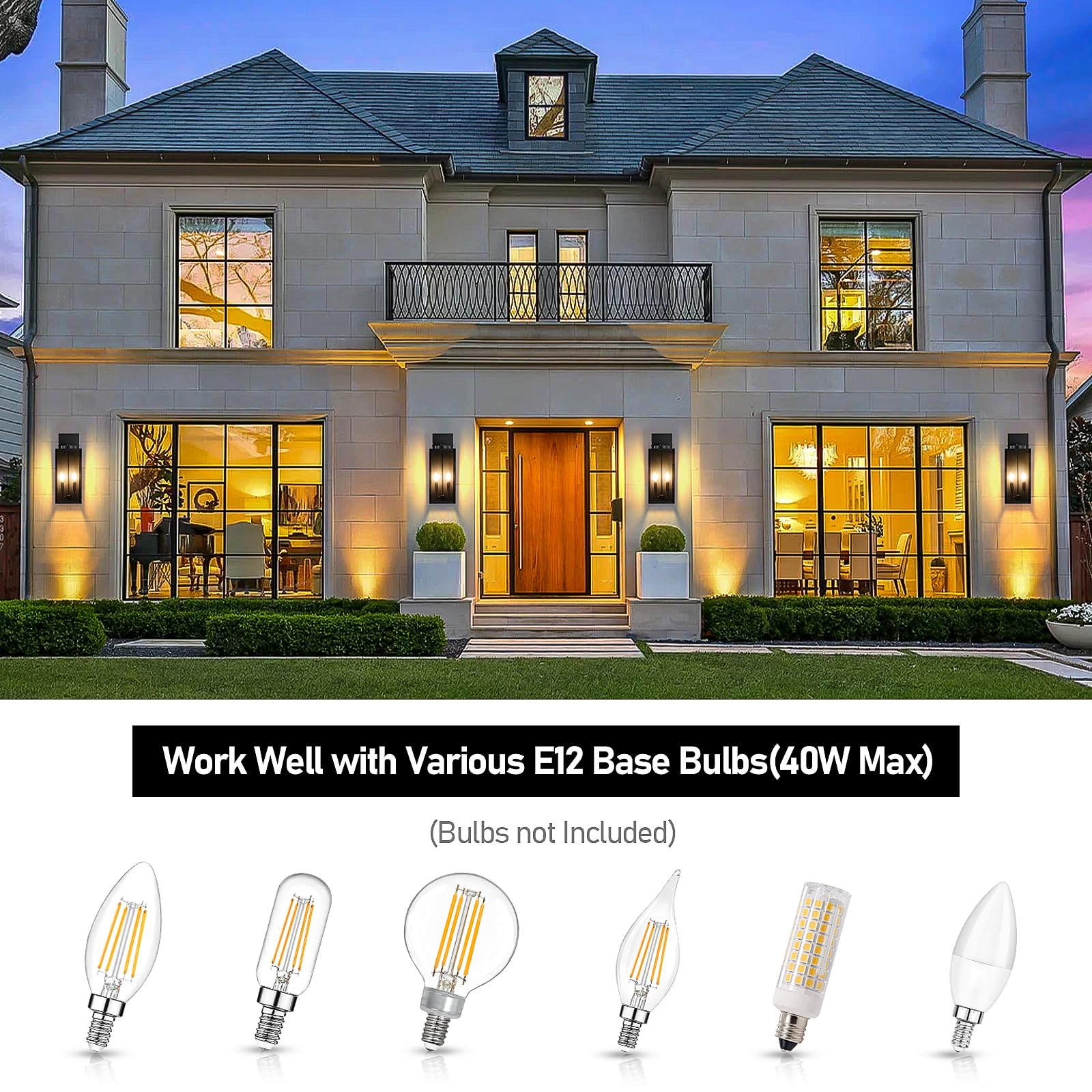 18In Large Outdoor Wall Light Fixtures  Exterior Lighting Fixtures Porch Sconces Wall Mounted  Waterproof Black Outdoor Wall Lanterns Lamps  Outside Lights For House Patio Front Door Entryway  2-Pack