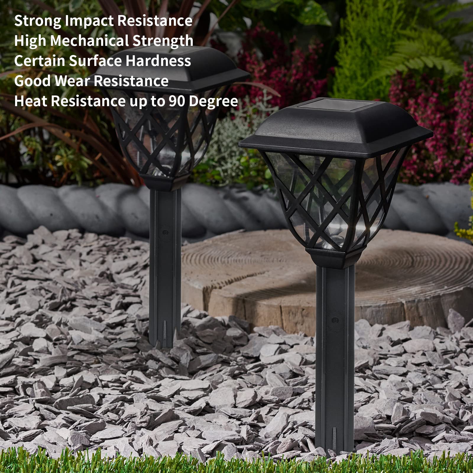 Cionyce 8PCS Black ABS Plastic Solar Pathway Light Stakes, 8.25 Inch Replacement for Garden and Pathway Lamps, 0.85 Inch Head Mounting Diameter