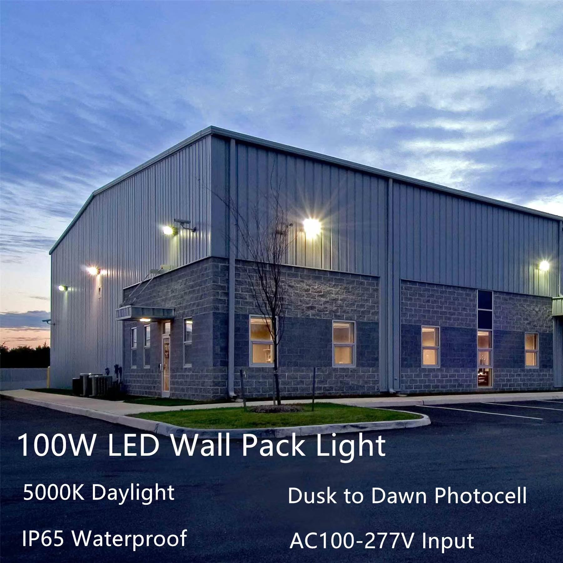 Paktonvo 100W Led Wall Pack Dusk To Dawn  13000Lm 5000K Daylight Commercial Security Lighting 400-600W Mh Equivalent  100-277V Etl Certified Outdoor Led Wall Pack Light For Parking Lot Doorway House