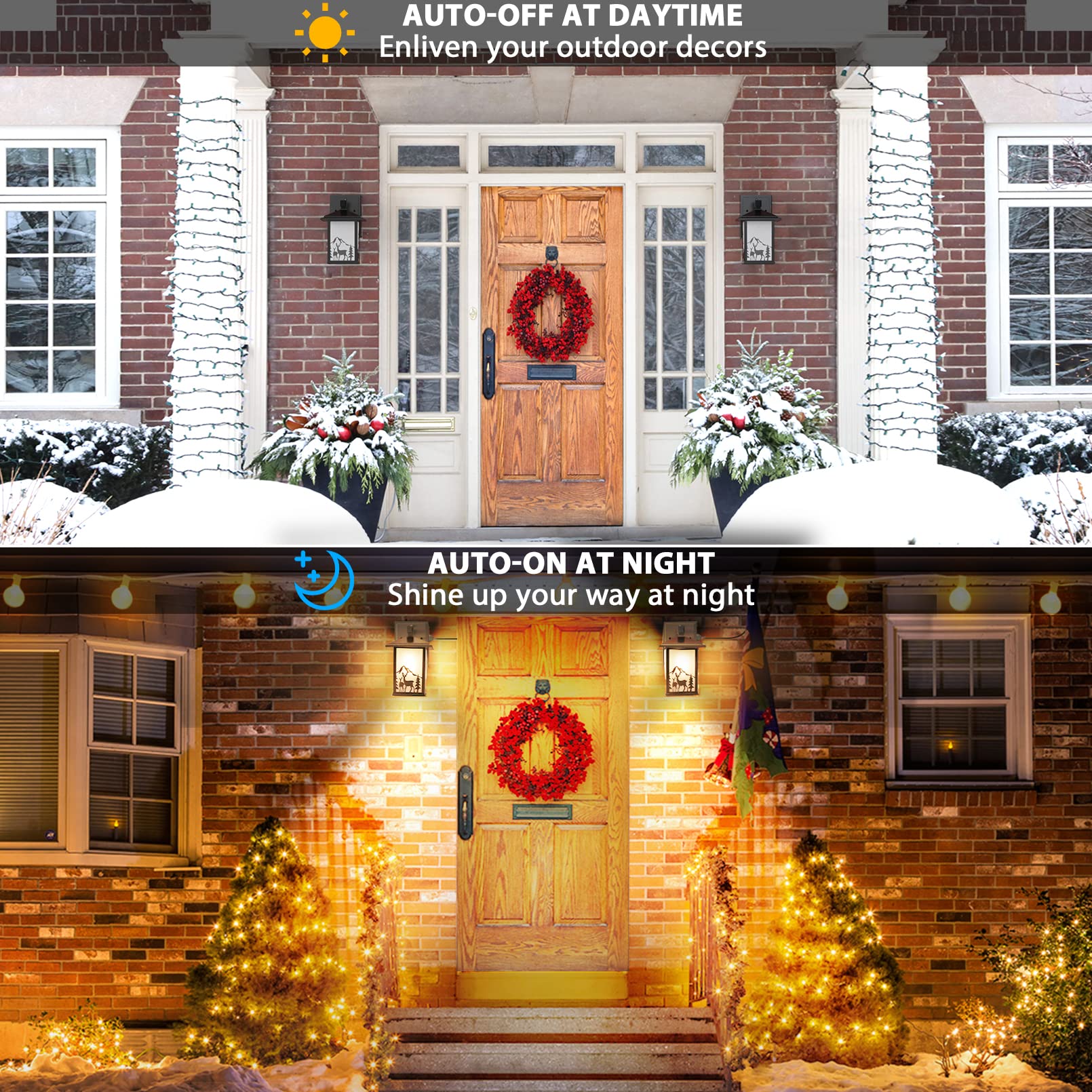 OYKYOHEI Porch Lights with GFCI Outlet, Dusk to Dawn, Waterproof Aluminum, Black, Model 0454GF, 1pcs