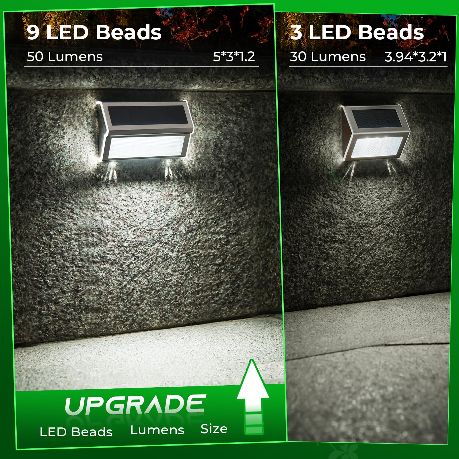 Jsot Solar Step Stair Lights Outdoor Yard Decor 8 Pack, 9Led Deck Lighting For Outside Solar Powered - Ip55 Waterproof, Solar Ga