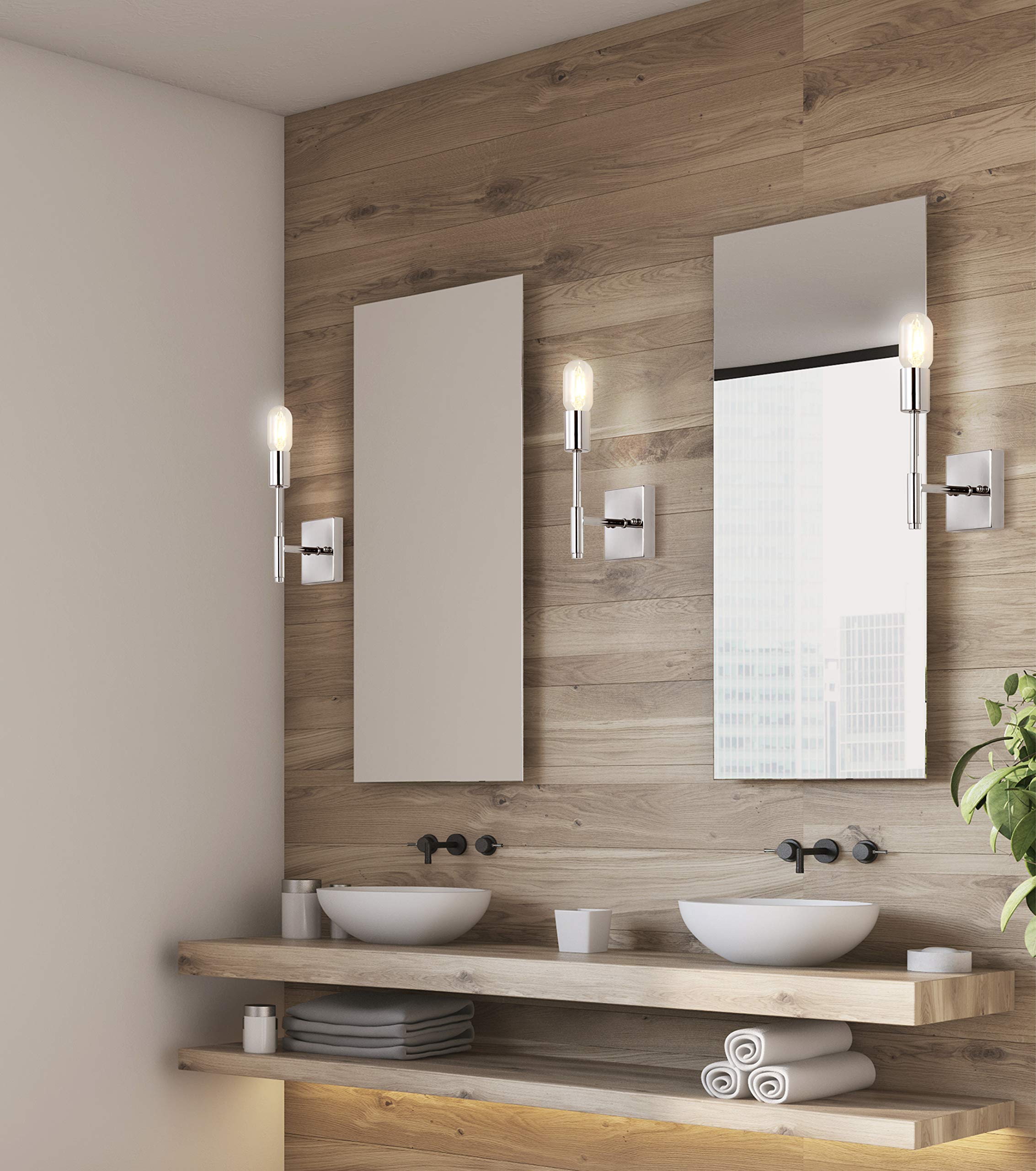 JONATHAN Y Turing 5in 1-Light Metal LED Wall Sconce, Chrome, Model JYL7455A