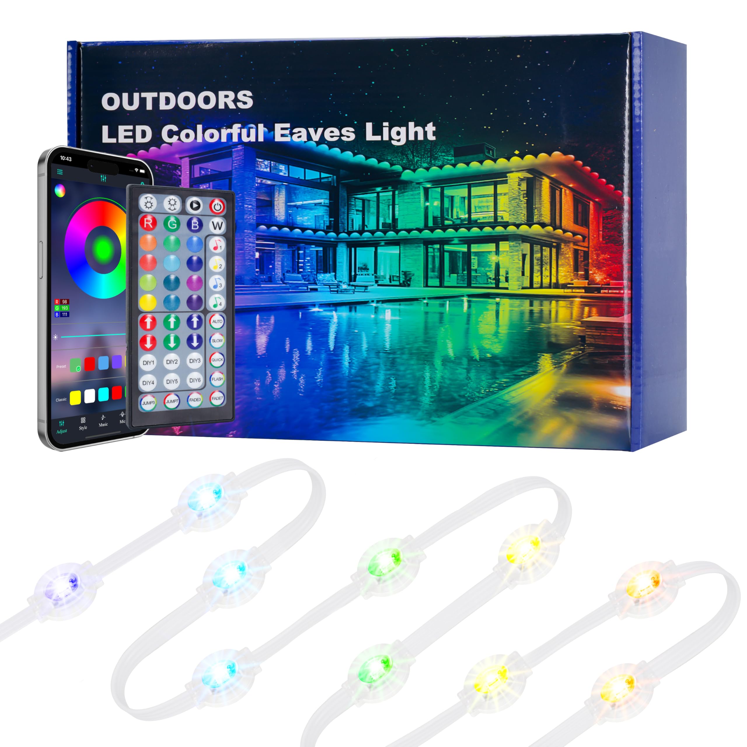 VoyageEase 100FT Smart RGB Outdoor Lights - IP67 Waterproof LED Band Lights with App/Remote Control  for Holiday Decor  Garden  Patio & Home Accent Lighting (Permanent Installation)