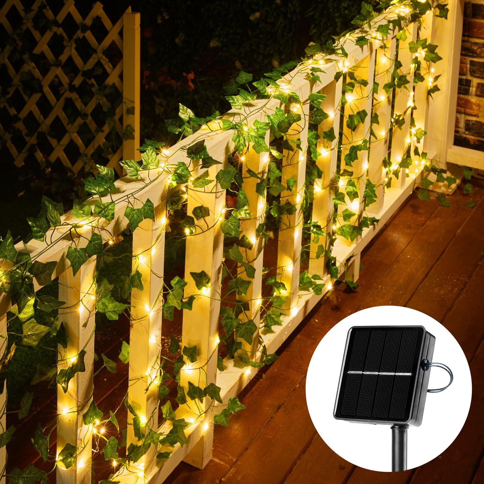 Brightown Solar Fairy Lights Outdoor, 33Ft Ivy String Lights, Copper Vine Lights For Garden, Model 40Ft-Solar-Vine-Lights