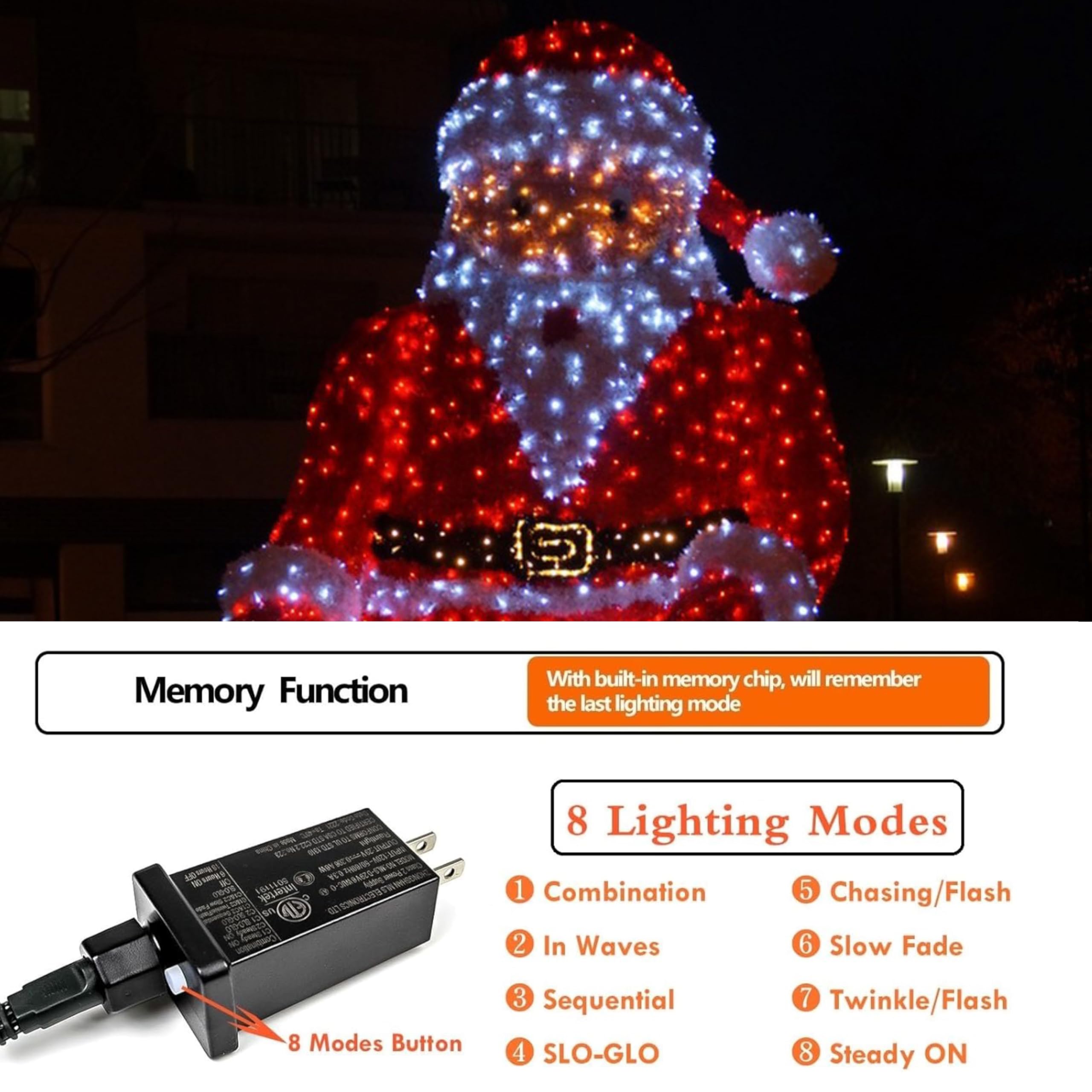 2 Pack Red And White Christmas Lights Indoor Outdoor, Super Bright 66Ft 200 Led String Lights Waterproof, Twinkle Xmas Lights Wi