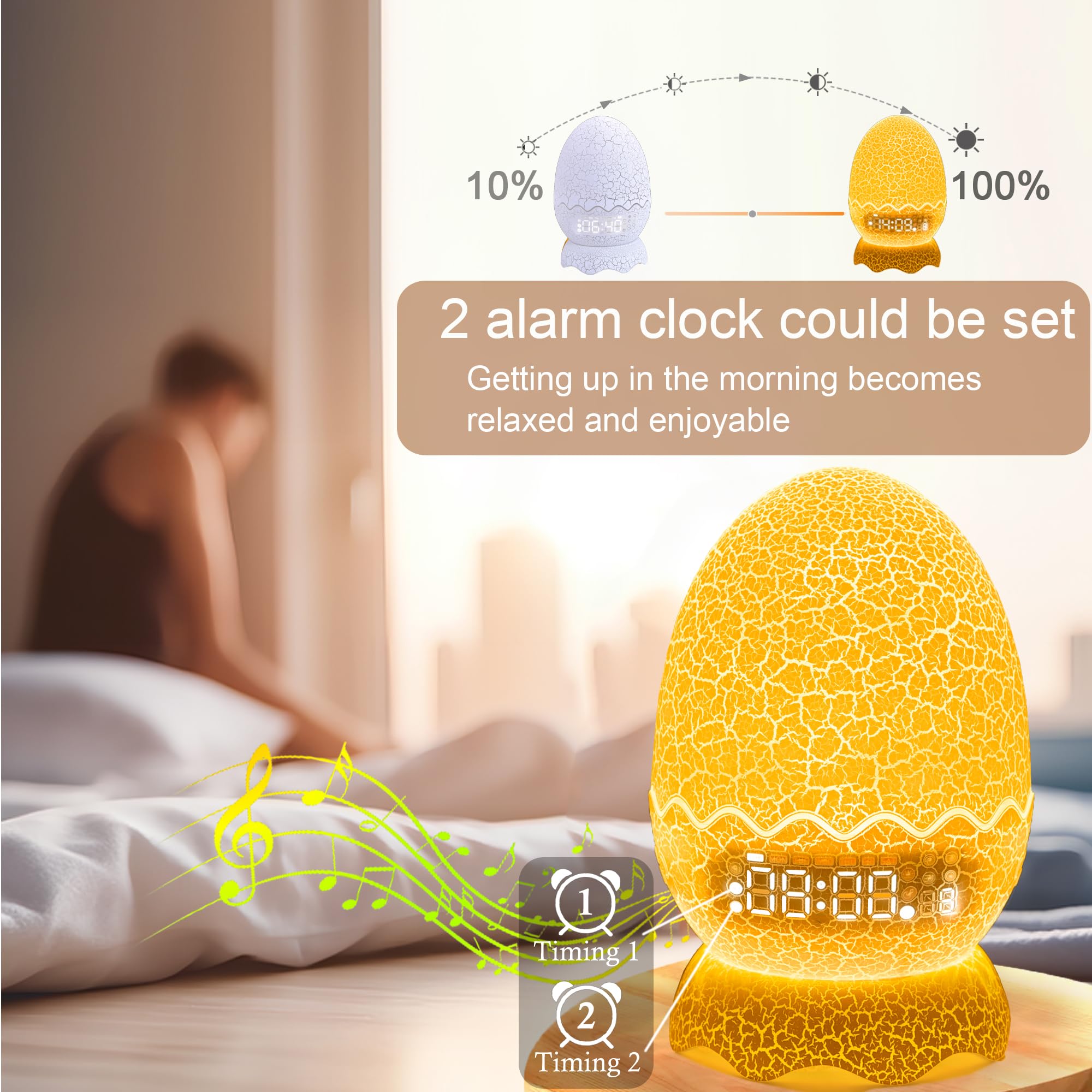 Childrenlive Dinosaur Egg Night Light & Bluetooth Speaker, Multicolor with Remote Control & Timer, Model QX006, Perfect Gift for Kids