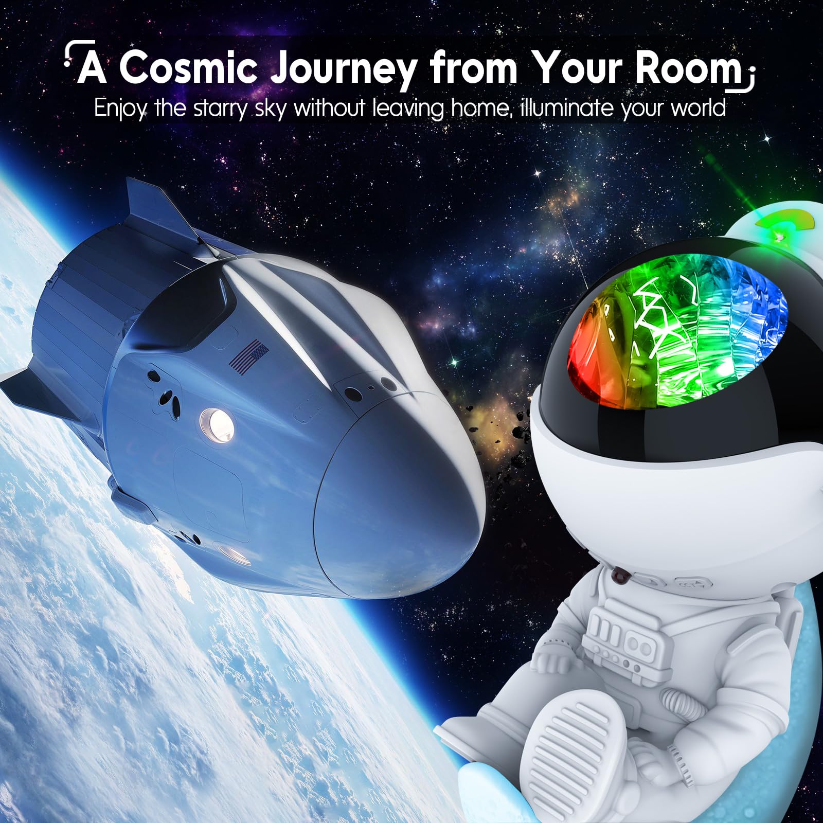 Rossetta Astronaut Galaxy Projector  Star Lights For Bedroom  Night Light Projectors With Timer And Remote  Kids mature-themeds Room Decor Aesthetic  Gifts For Christmas  Birthdays