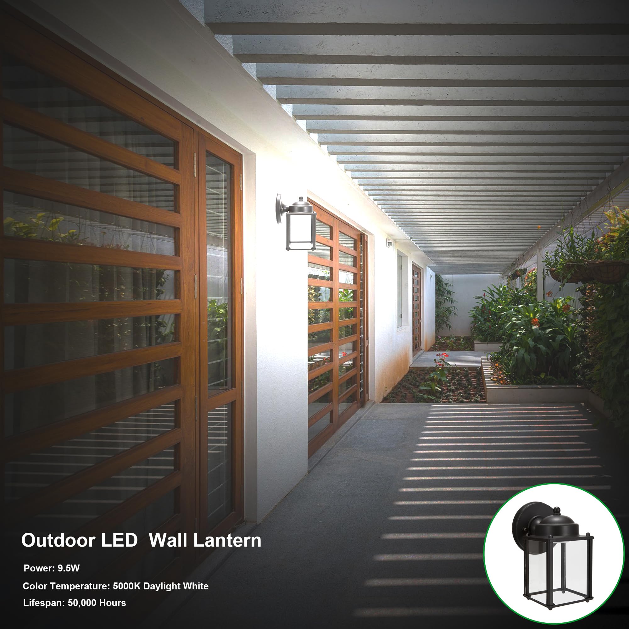 Lit-Path Outdoor Led Wall Lantern, 800 Lumen, 9.5W, Bronze Aluminum, 5000K Daylight White, Model Lt-Wl01750K-Br