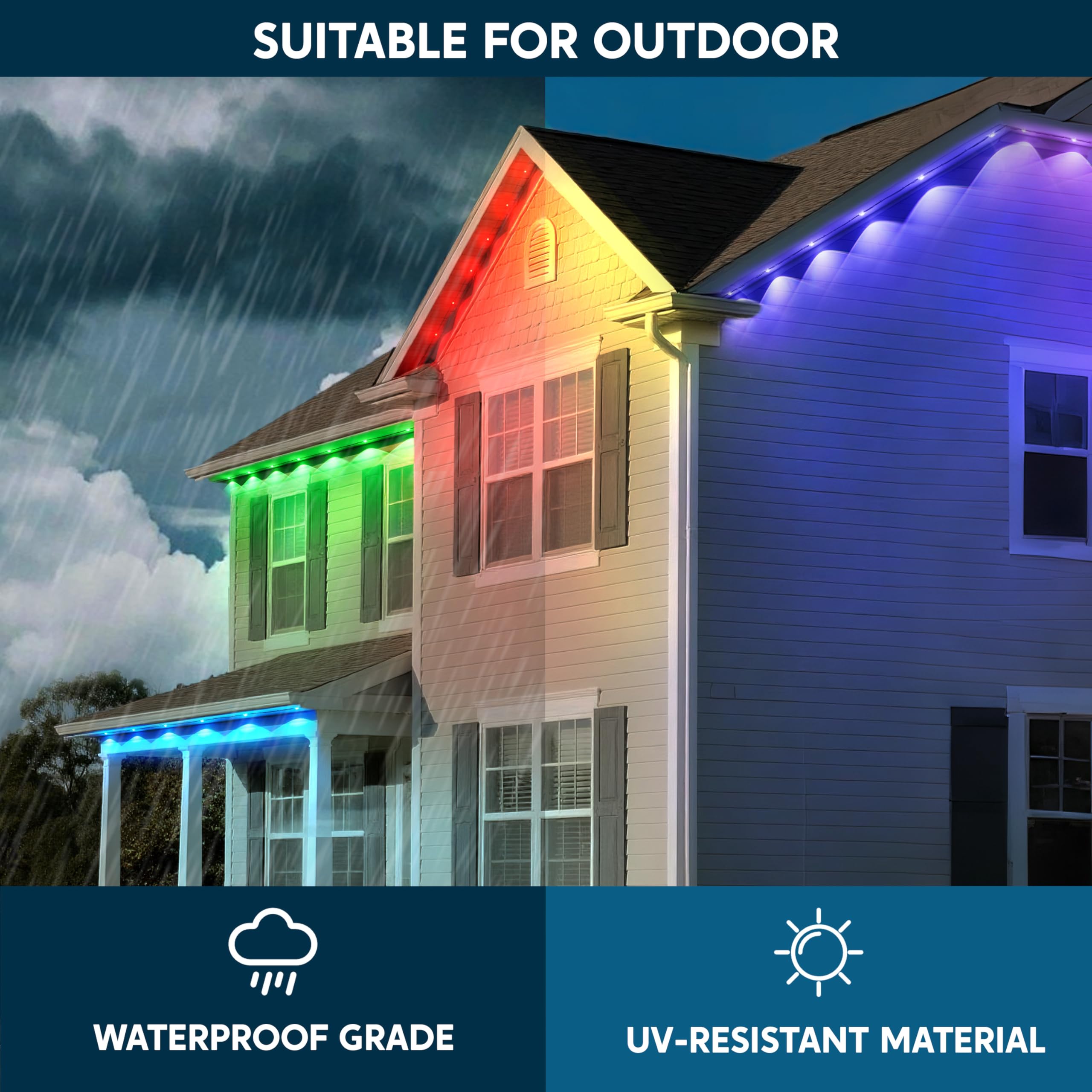 JOYIN Christmas Lights Outdoor, 118ft Multicolor LED Strip, Waterproof, App & Remote Control, Model GVLDIC24V72-T-IR-J95